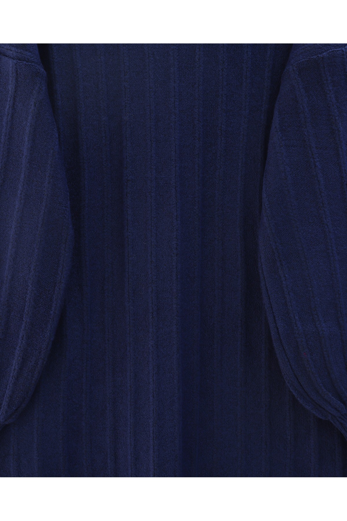 Soft Knit Tunic with Ribbed Slits -Navy blue