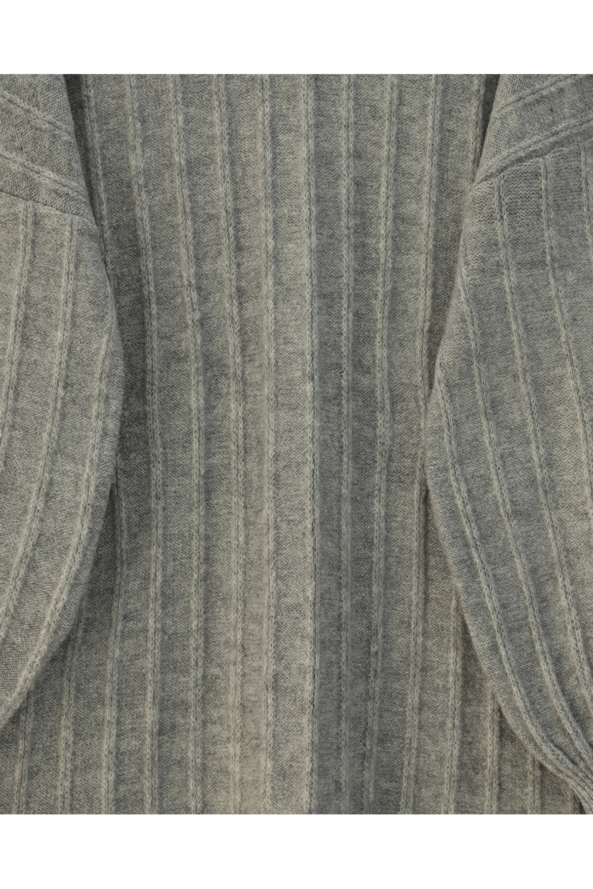 Soft Knit Tunic with Ribbed Slits -Grey