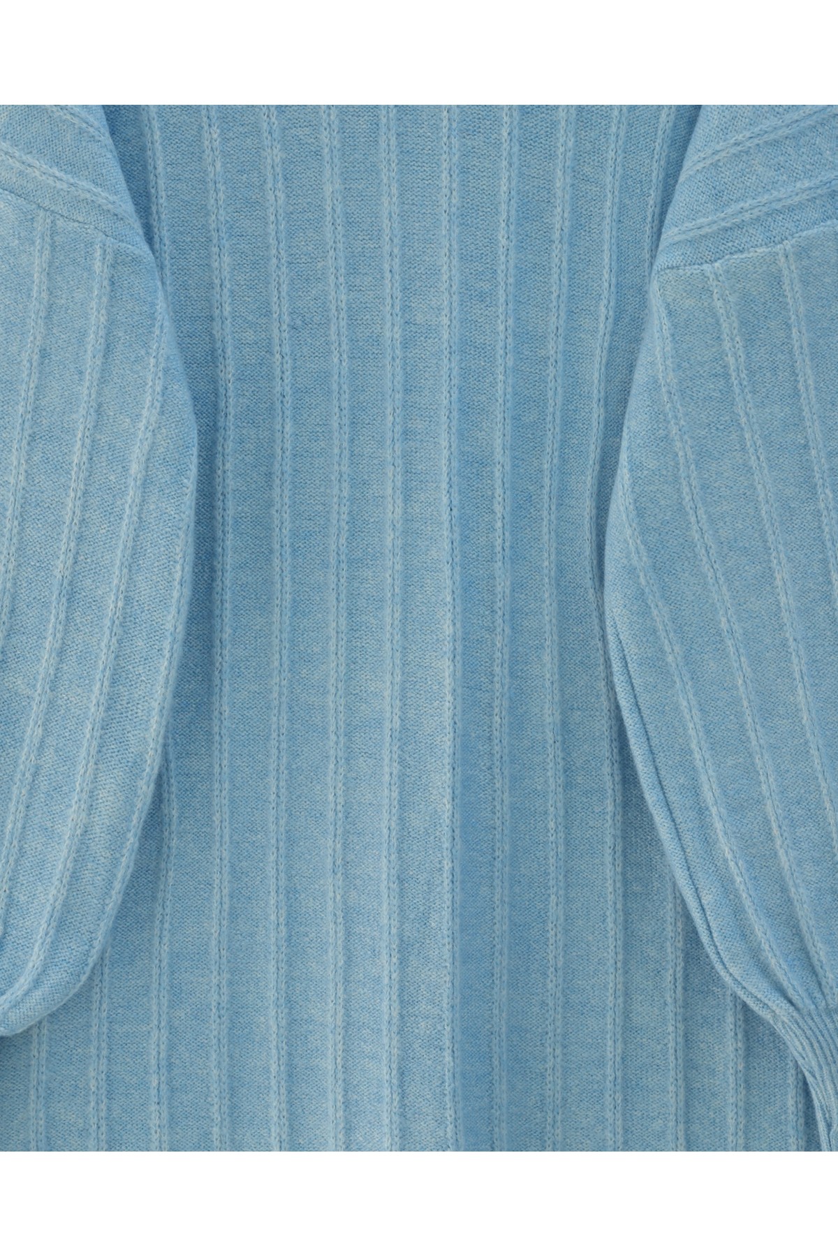 Soft Knit Tunic with Ribbed Slits -Light blue
