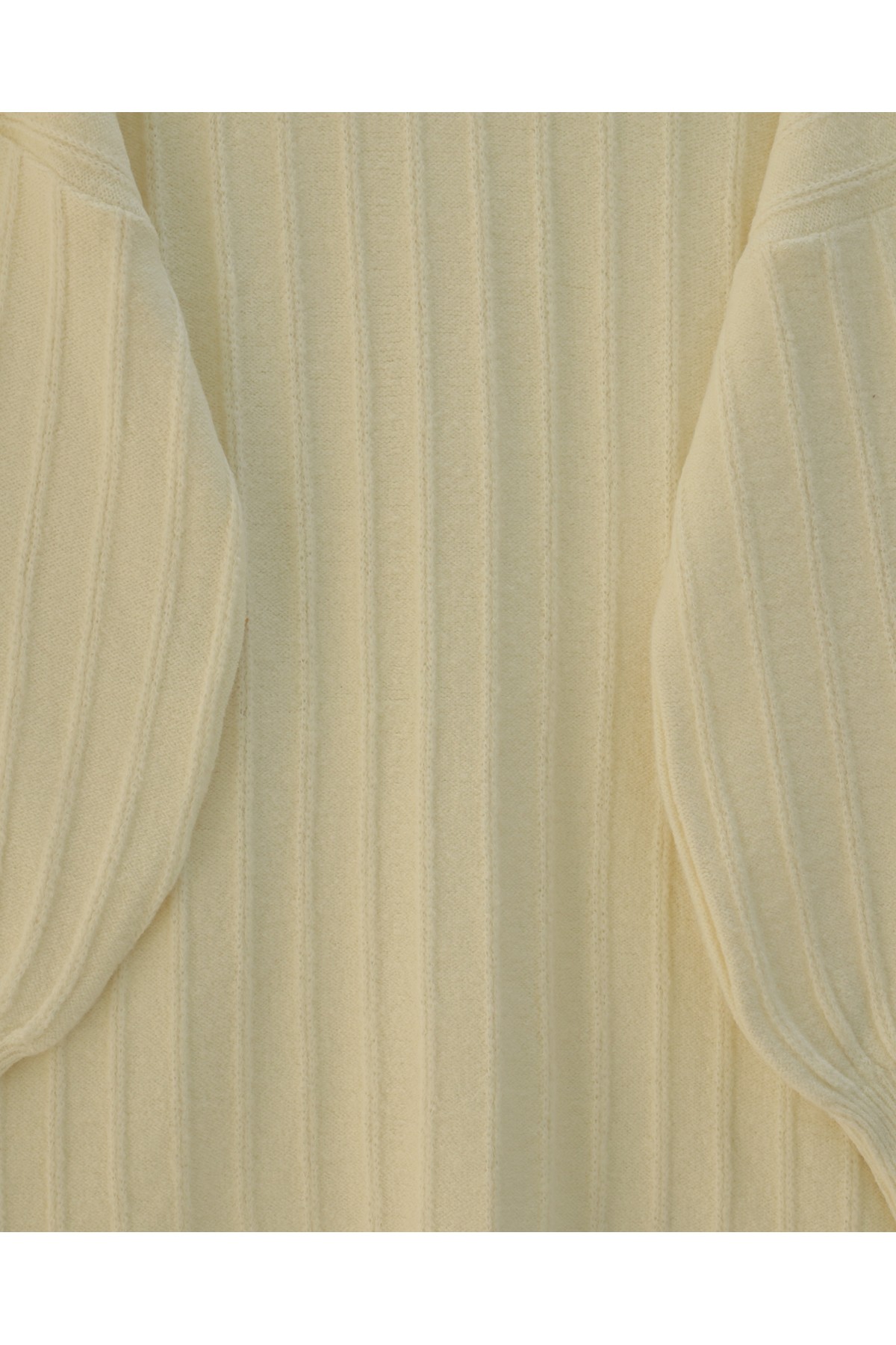 Soft Knit Tunic with Ribbed Slits -Cream color