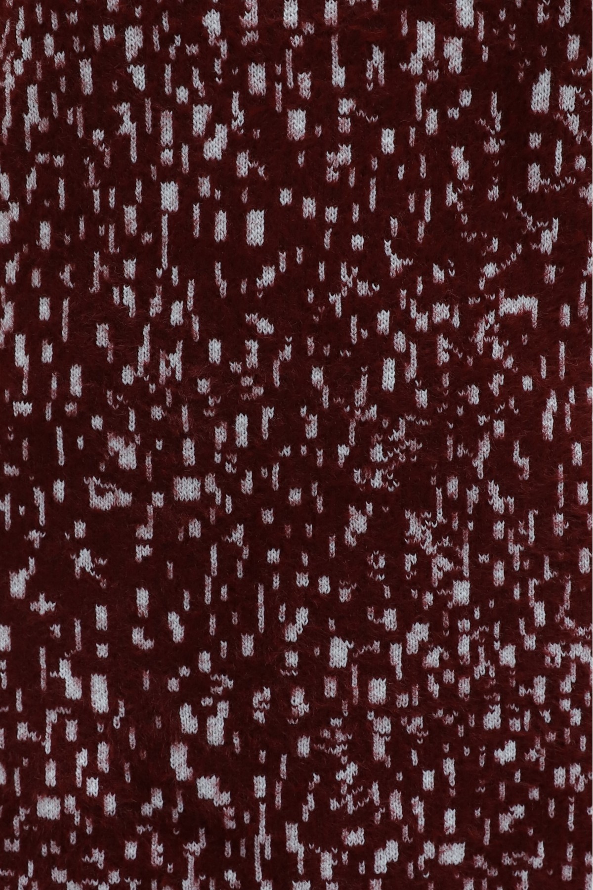 Mock-Neck Patterned Textured Knit Tunic -Maroon