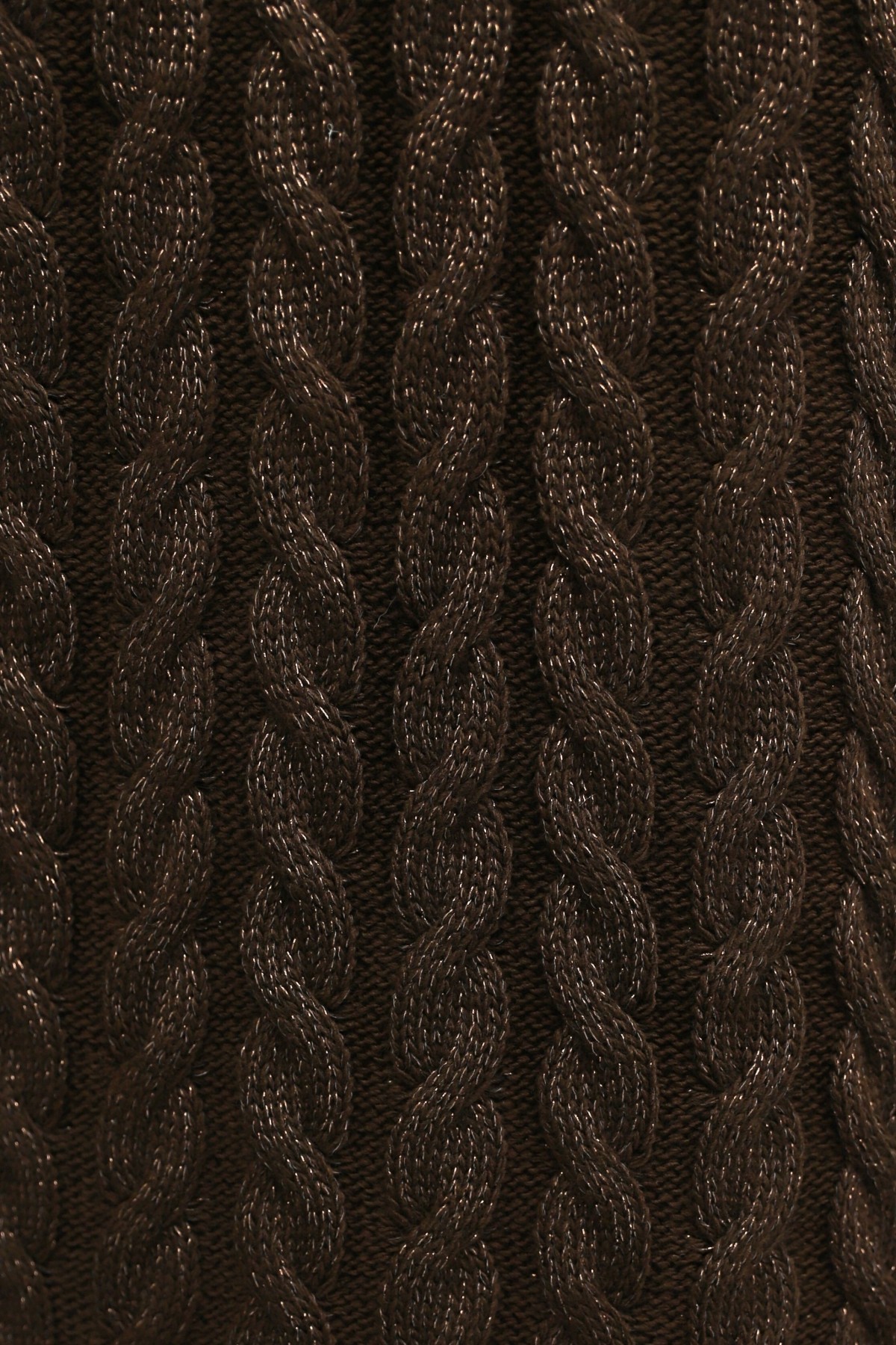 Metallic Knit Dress with Basket-Weave Pattern -Brown