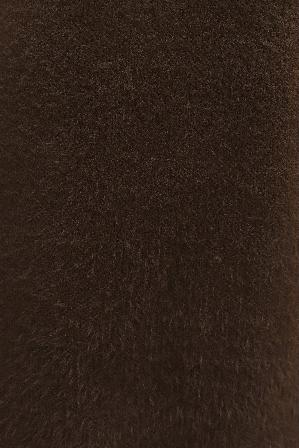 Fuzzy Knit Tunic with Pearl Detail on the Collar -Brown