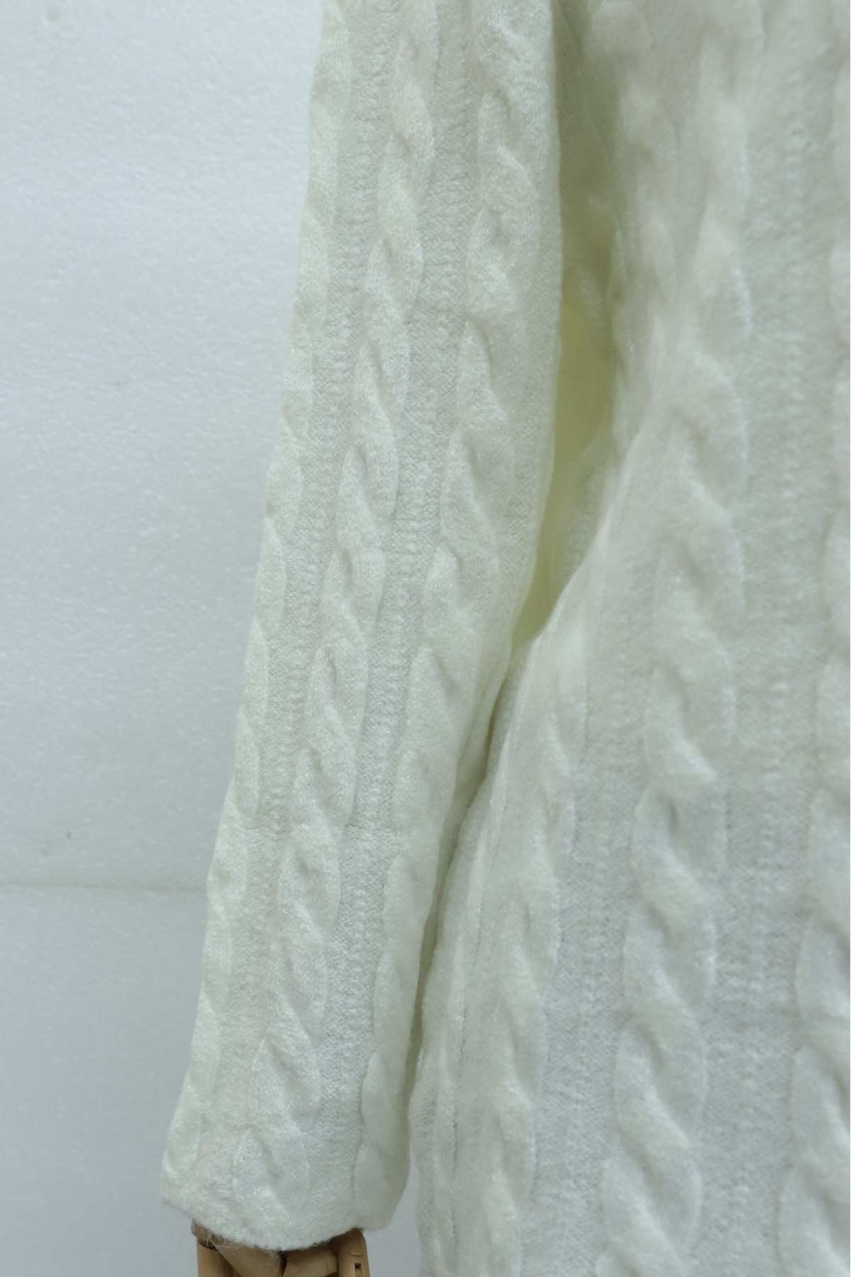 Cable-Knit Cardigan with Pearl Buttons -White
