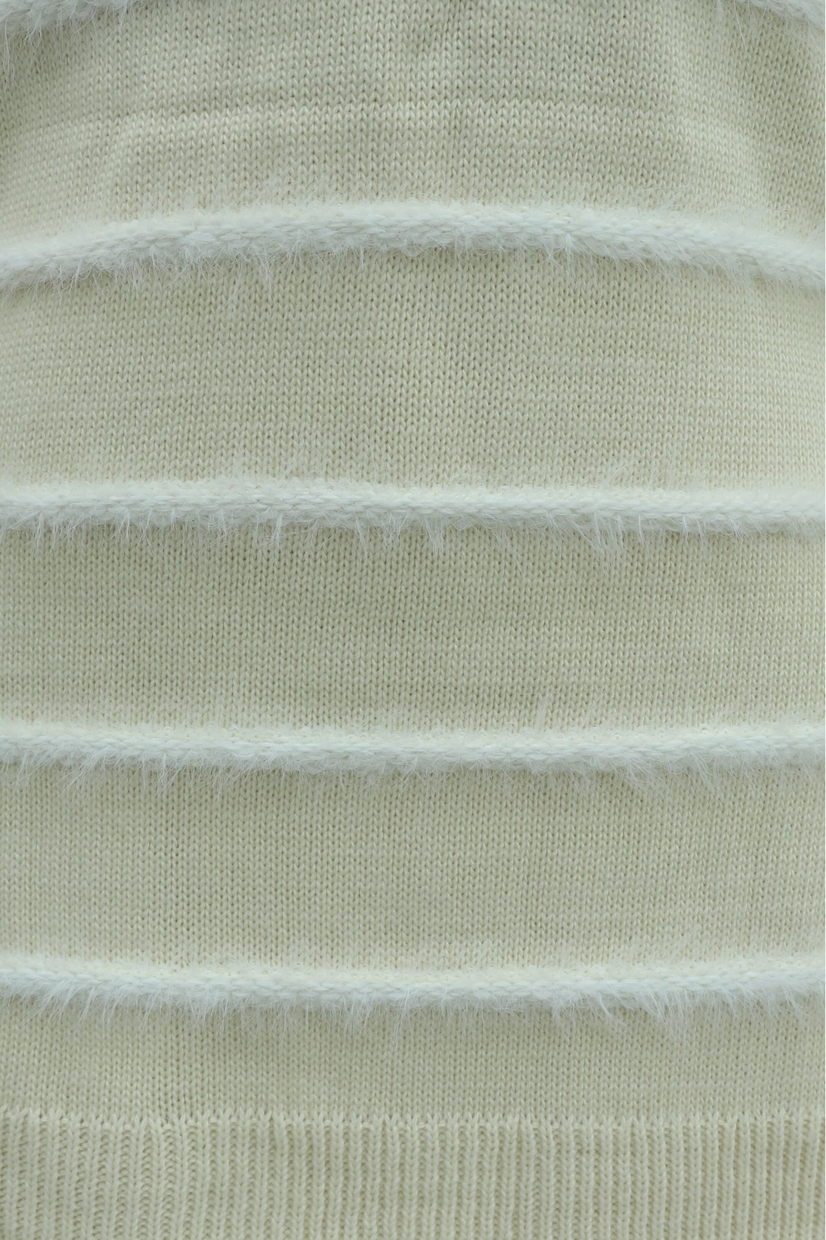Knitted Set with Crew Neck, Striped Accents, and Matching Trousers -Cream color