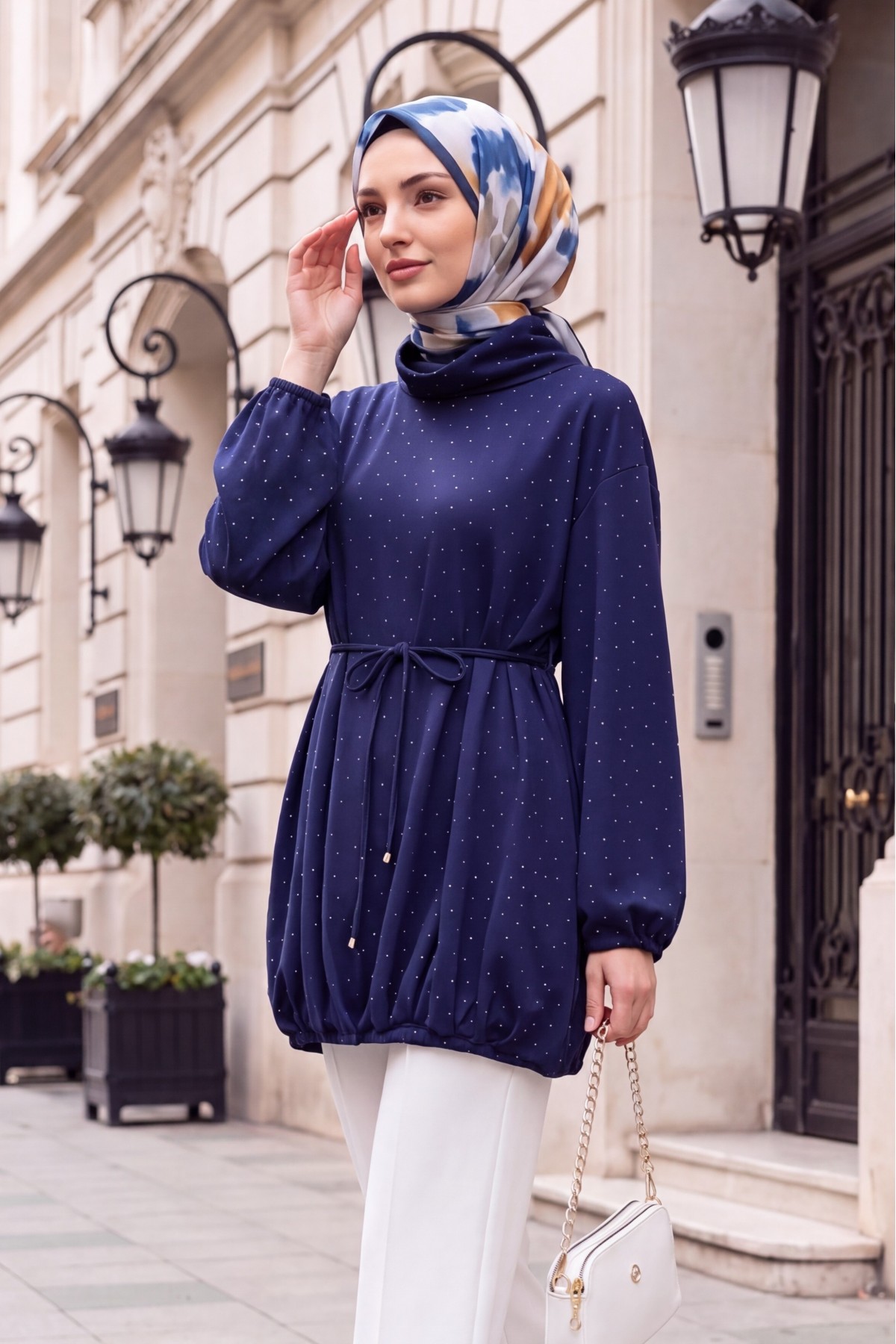 Eteği Lastikli Beli Bağcıklı Yarım Boğazlı Oysho Sweat -Laci