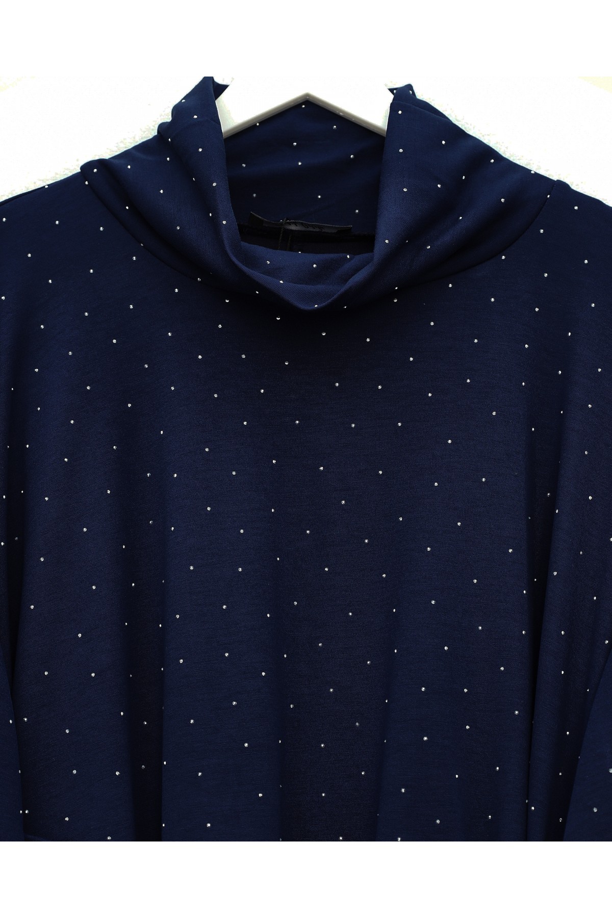 سويت شيرت من أويشو مع تنورة مرنة وخصر مربوط وياقة مدورة نصفية -كحلي