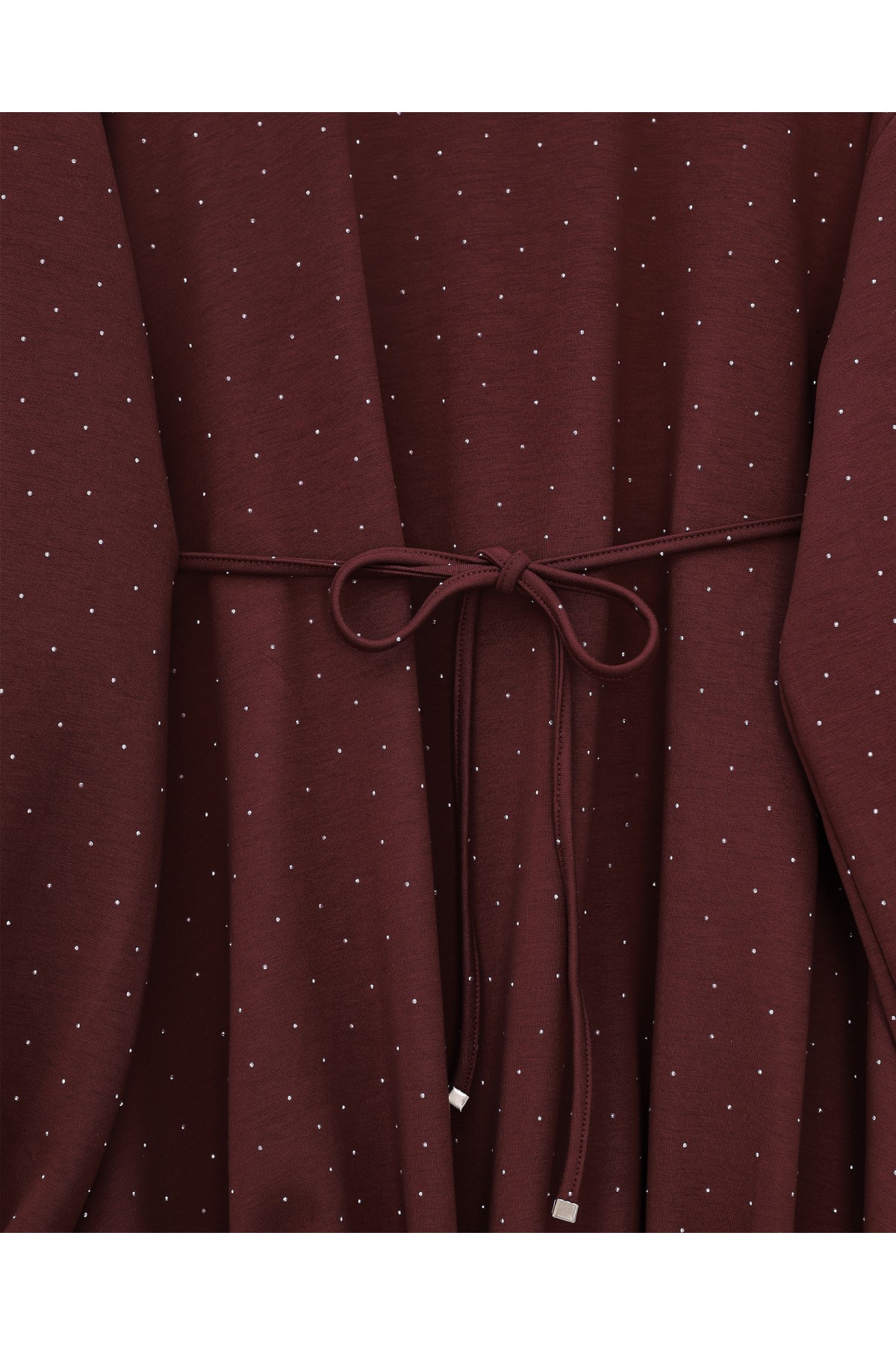 سويت شيرت من أويشو مع تنورة مرنة وخصر مربوط وياقة مدورة نصفية -بوردو