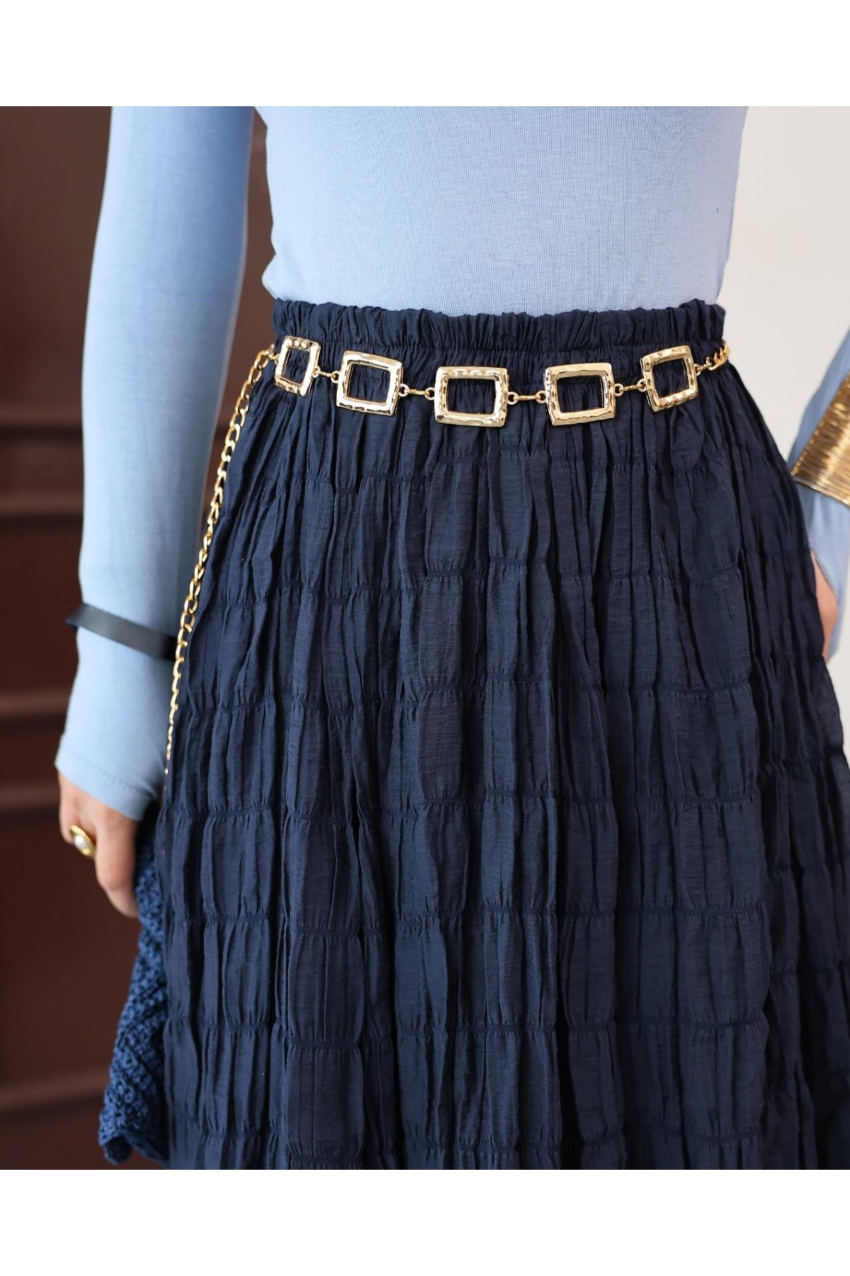 تنورة مودال مبطنة -كحلي