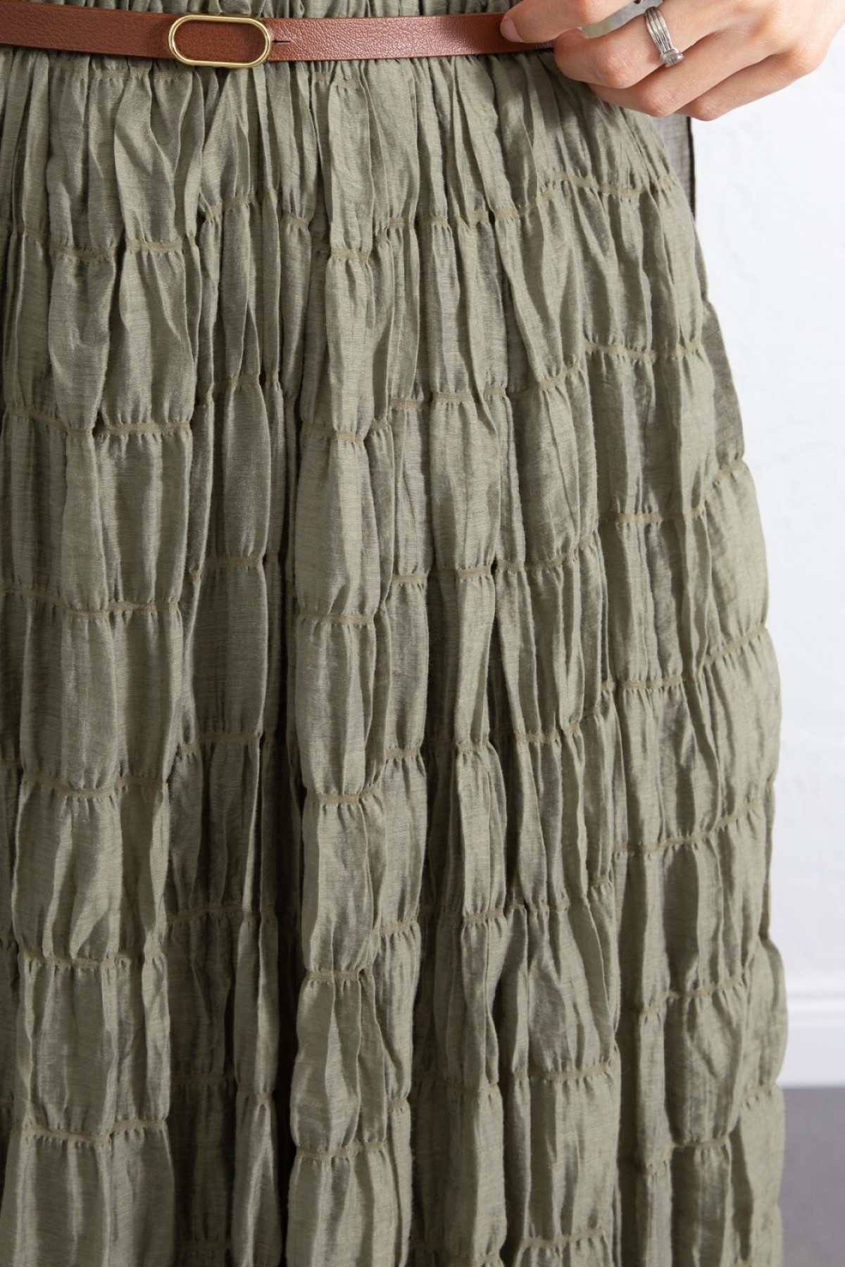 Astarlı Gipeli Modal Etek  -Yeşil