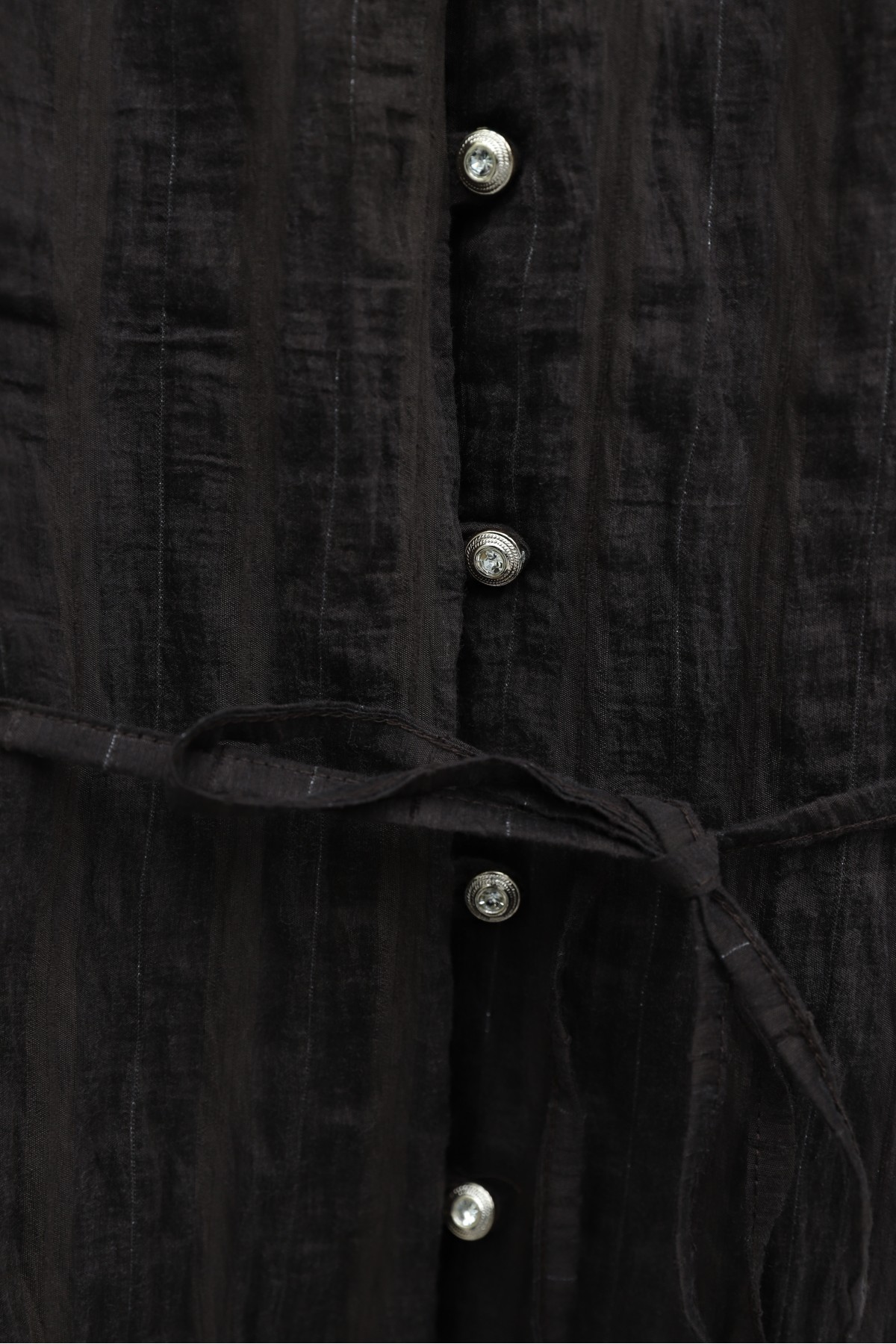 Yakası Fırfırlı Balon Kol Biritli Gofre Gömlek -K. Kahve