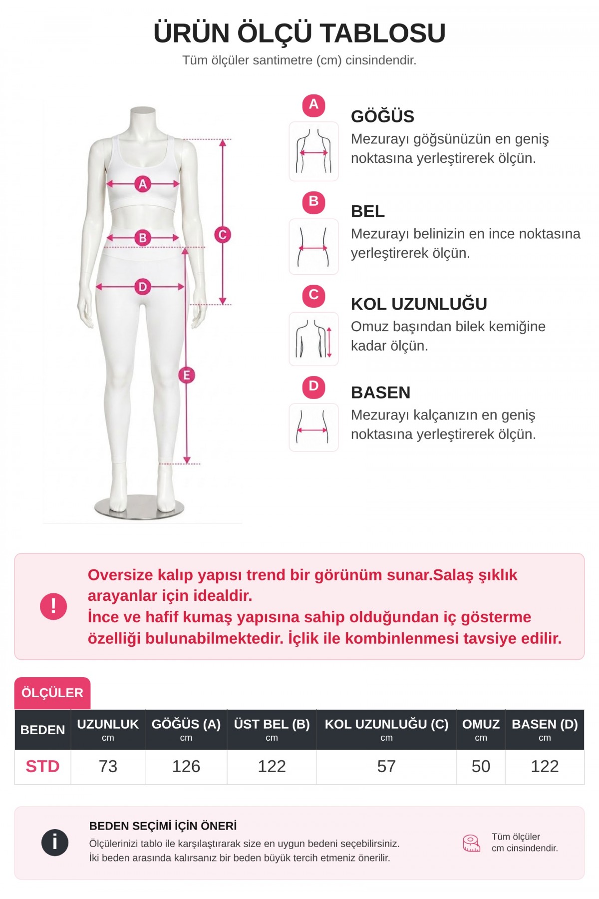 Çıkarılabilir Pelerinli Oversize Modal Tunik  -Pembe