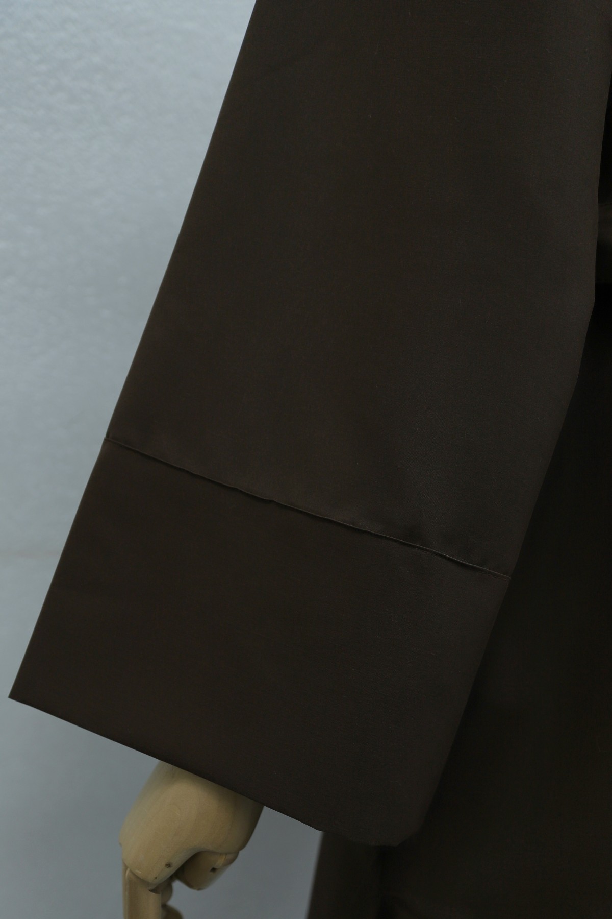 Belted Trench Coat with Frog Fastenings and Slits -Brown