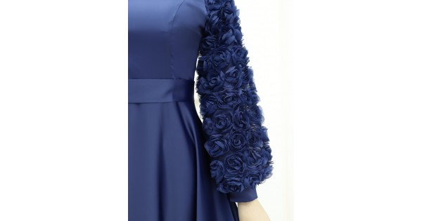 Rose Fabric Long Tail Stone Detailed Special Day Dress main image 0