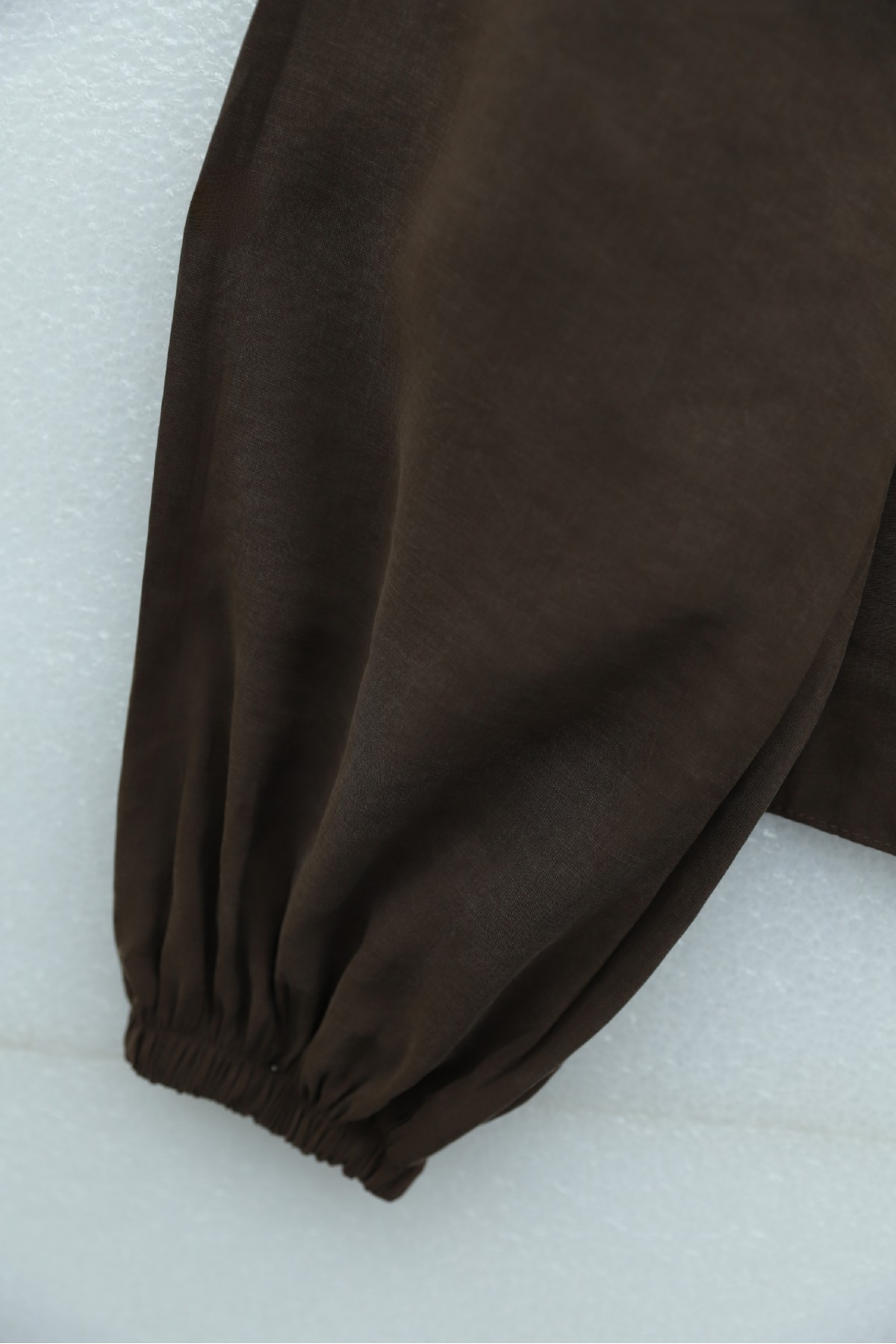 Kolu Lastikli Önü İncili Düğmeli Etekli Modal Takım -Kahve