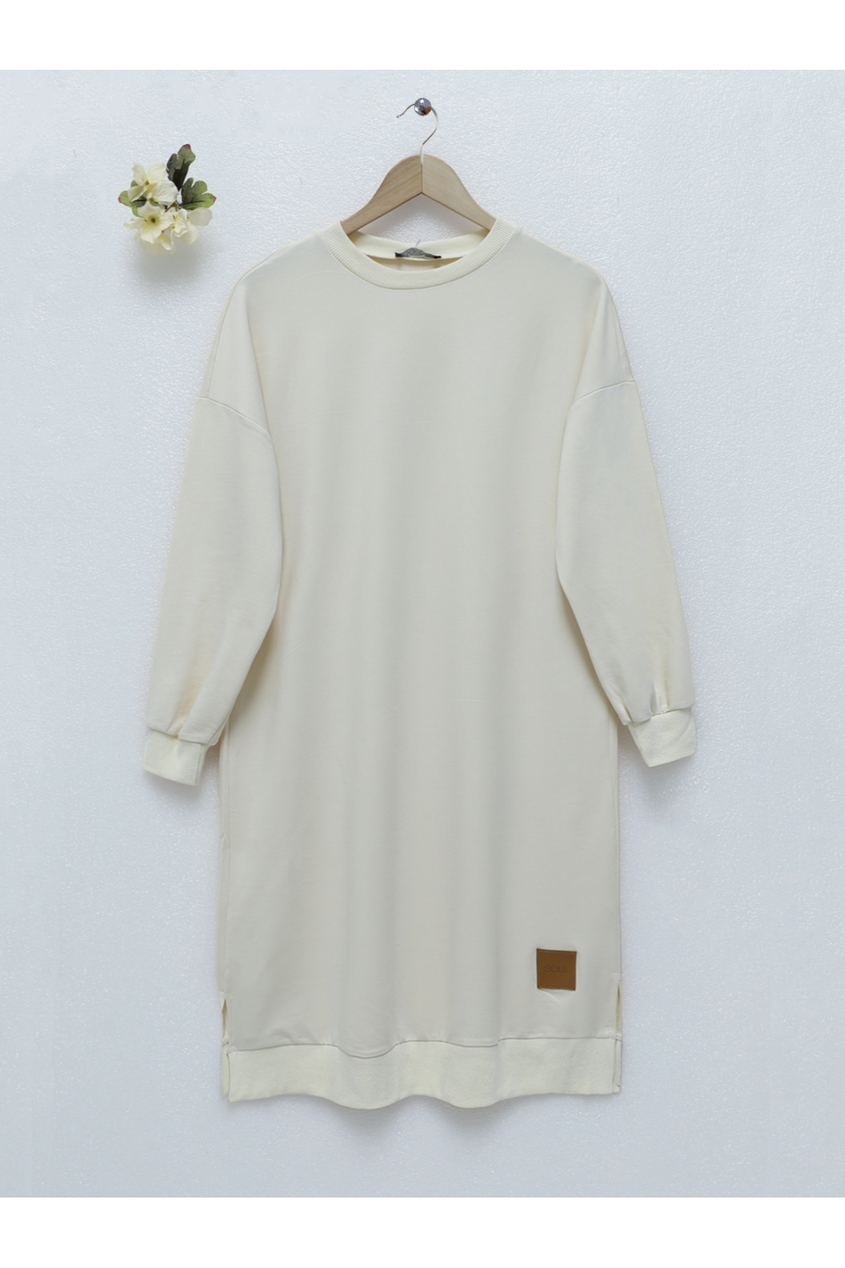 Skirt Rigging Detailed Slit Long Tunic    - Beige