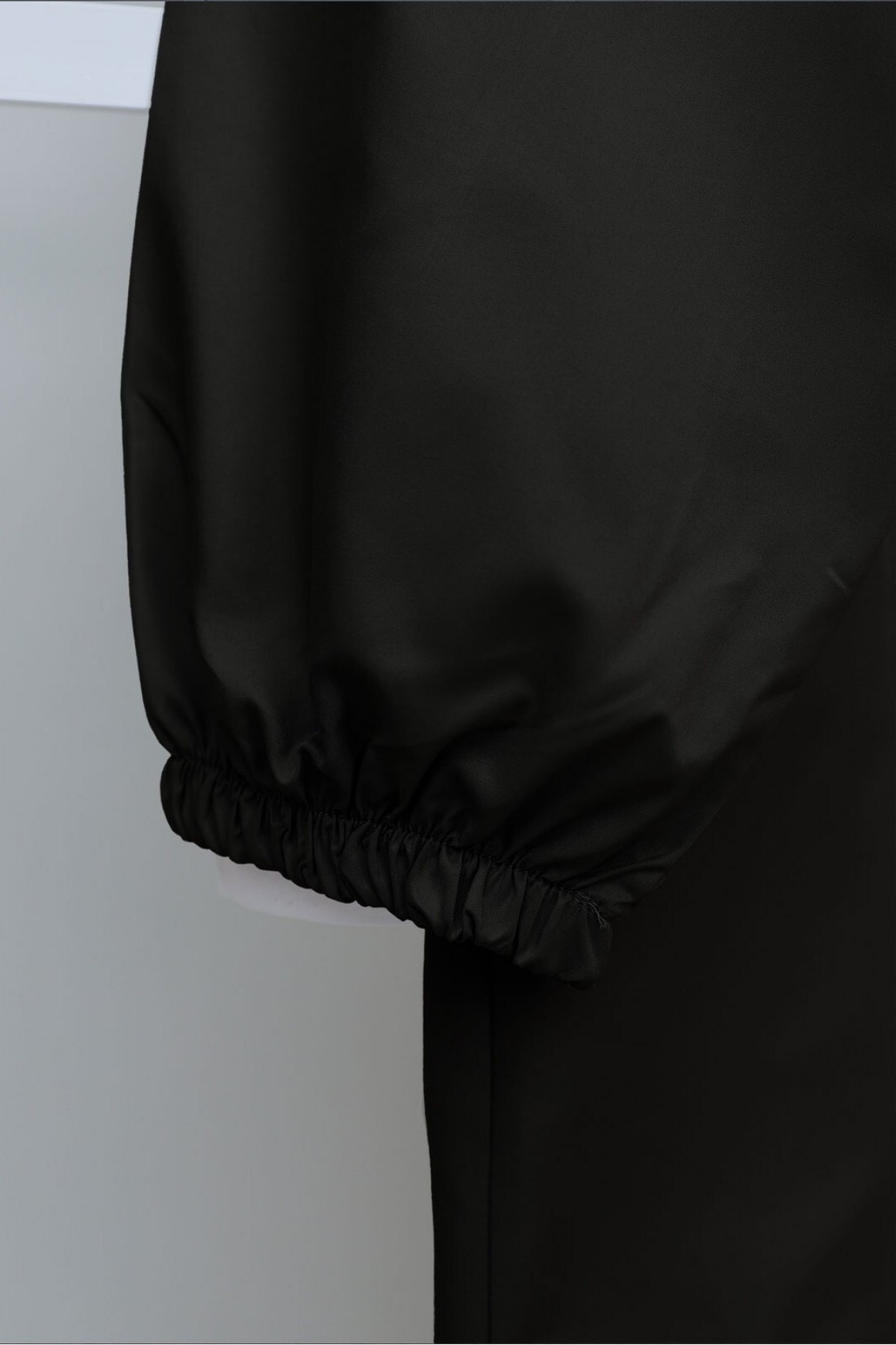 Long Zippered Hooded Raincoat -Black