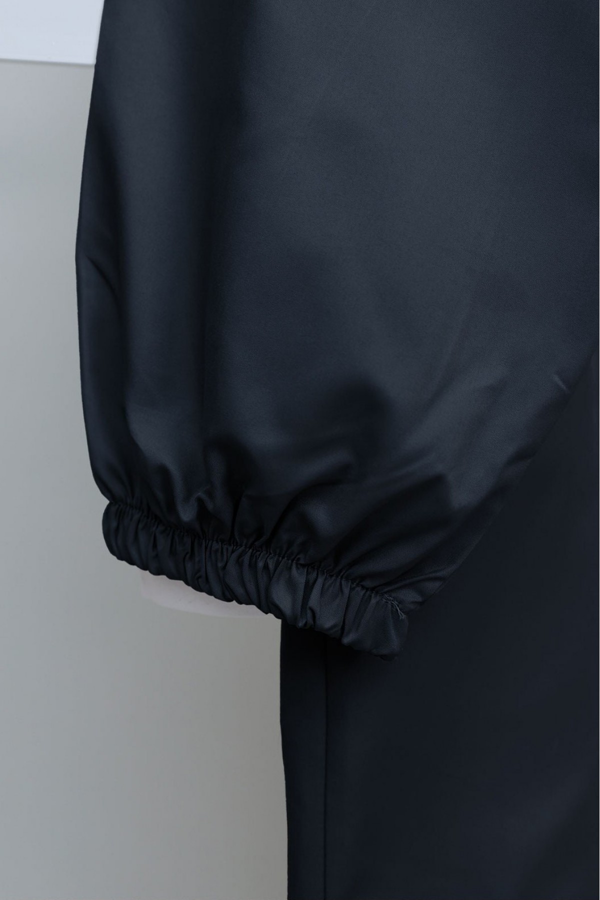 Long Zippered Hooded Raincoat -Navy blue