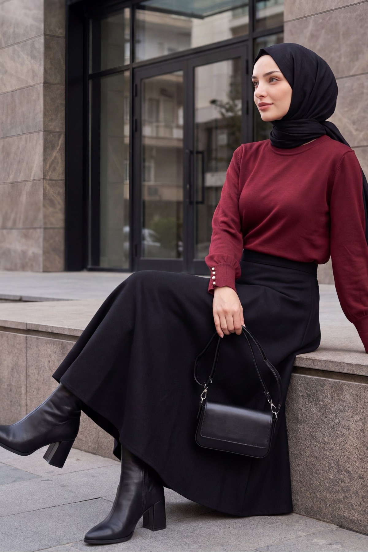 انغلق خبأ ألف خط تنورة -أسود
