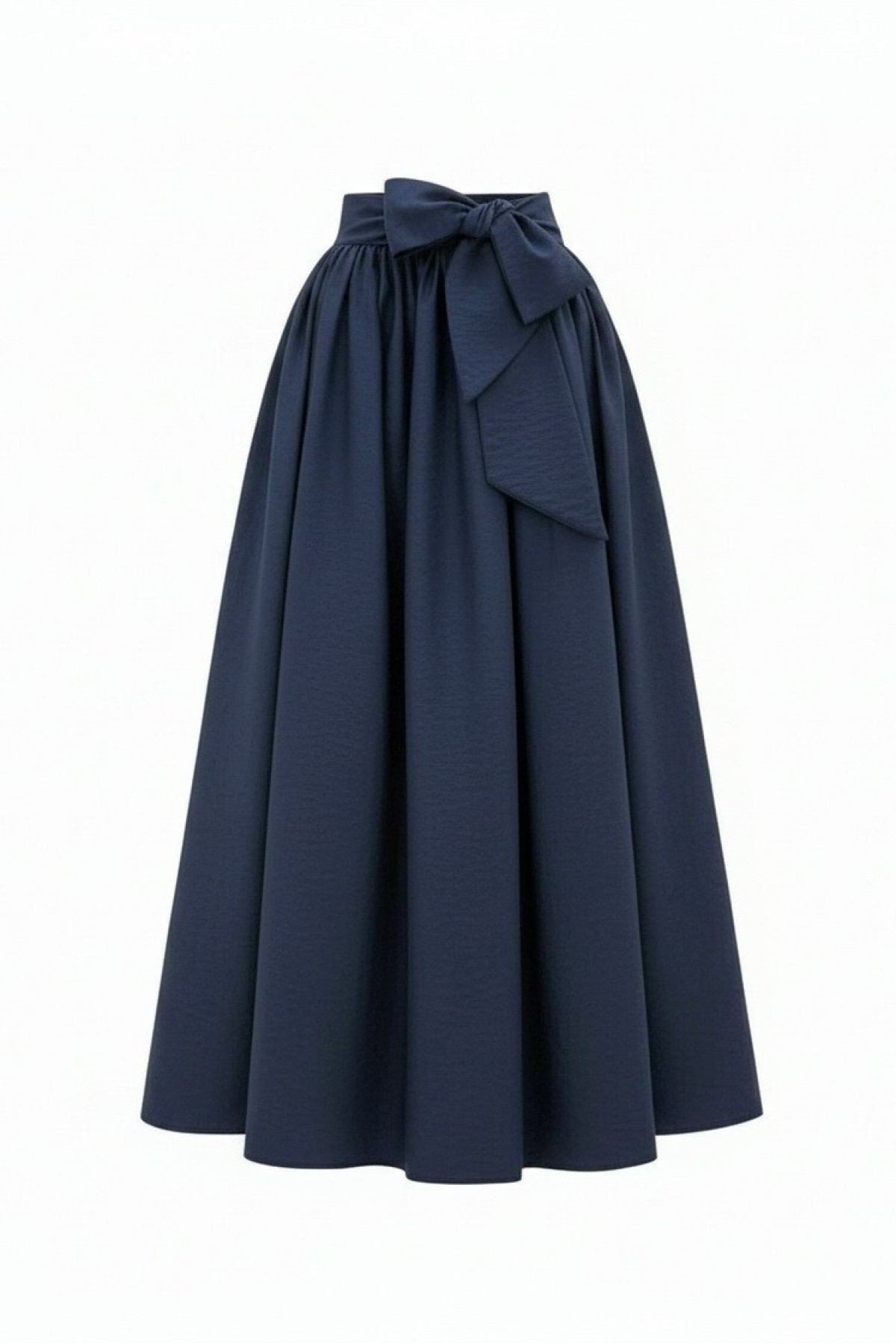 Pleated Belted Parachute Skirt     -Navy blue