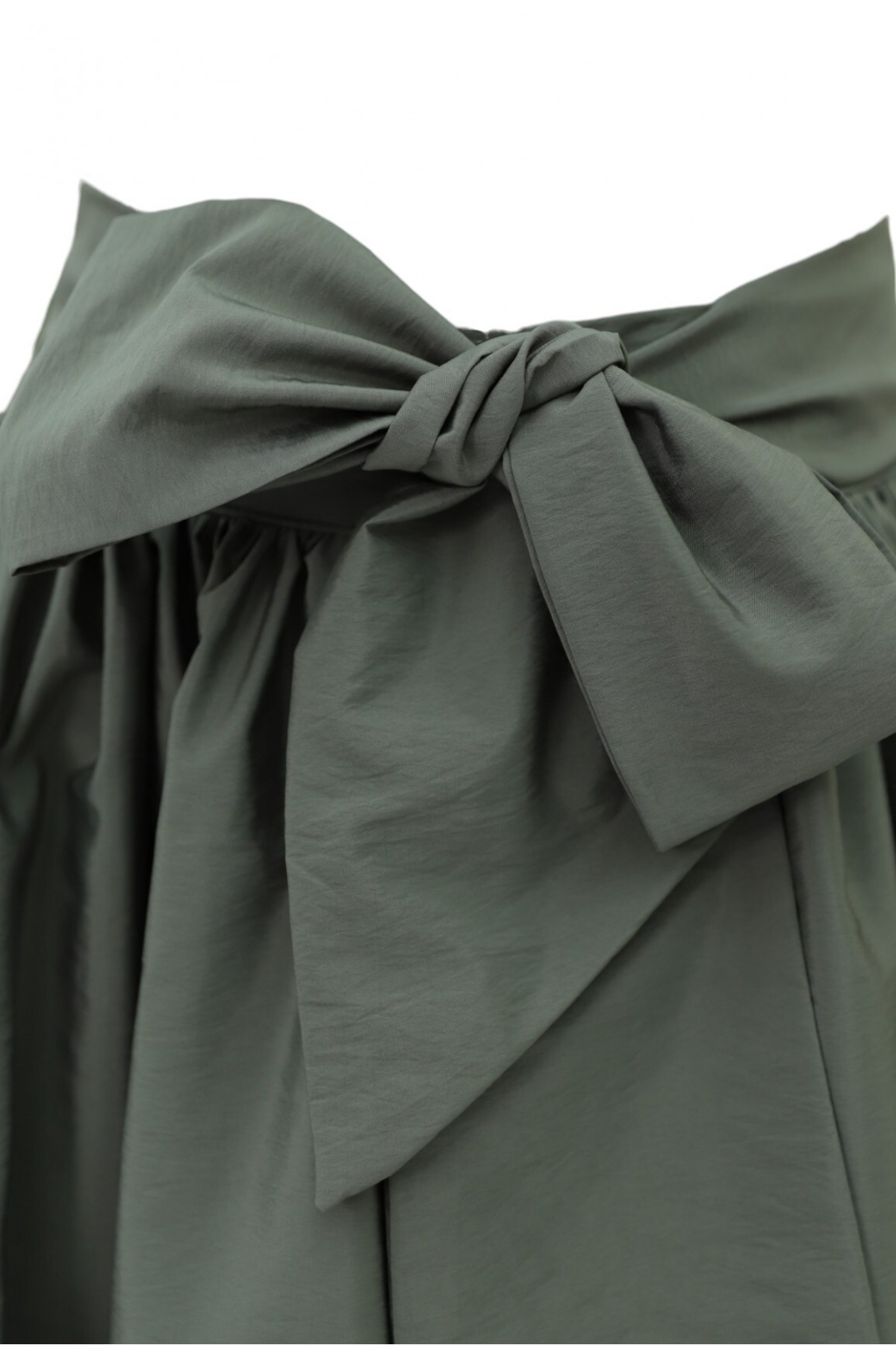 Pleated Belted Parachute Skirt -Khaki
