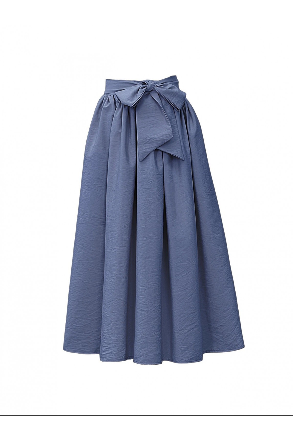 Pleated Belted Parachute Skirt  -İndigo
