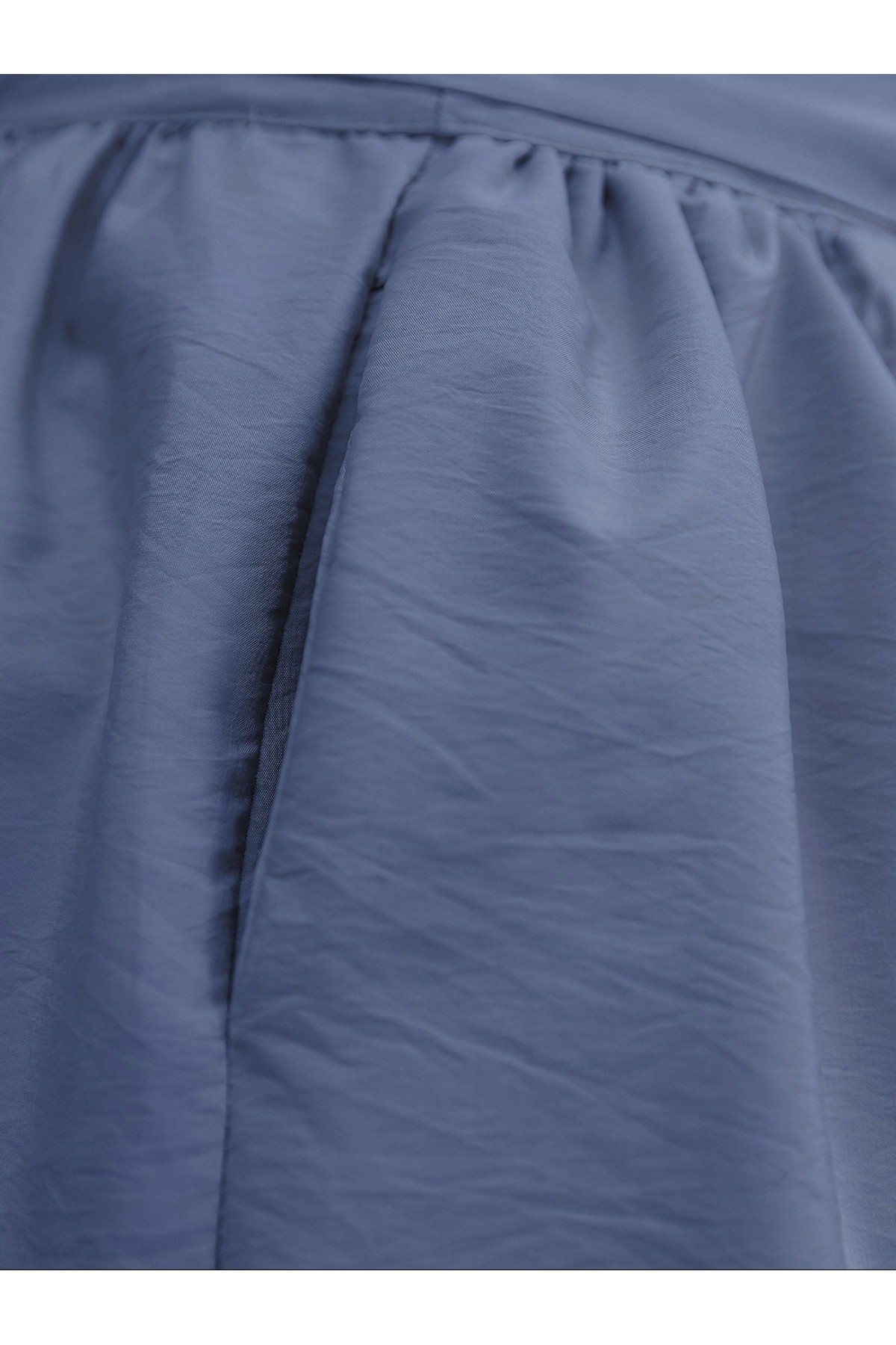 Pleated Belted Parachute Skirt  -İndigo