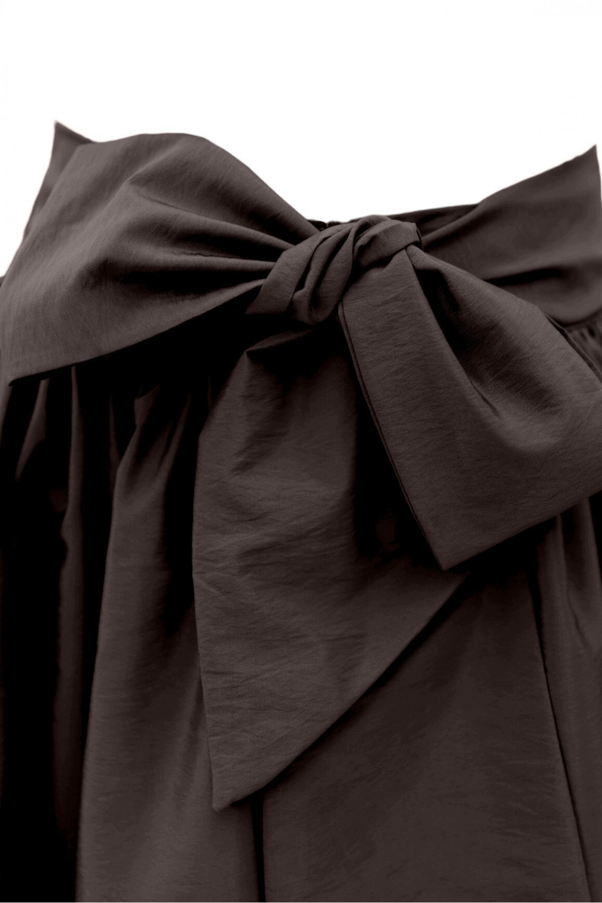 Pleated Belted Parachute Skirt   -Dark Coffee