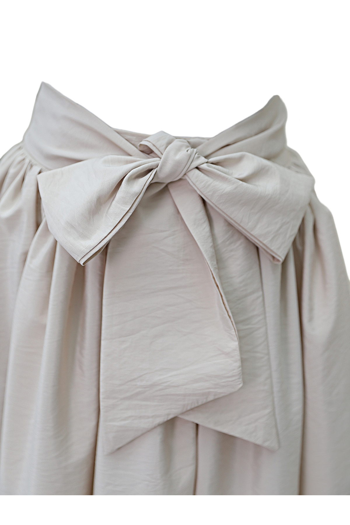 Pleated Belted Parachute Skirt - Beige