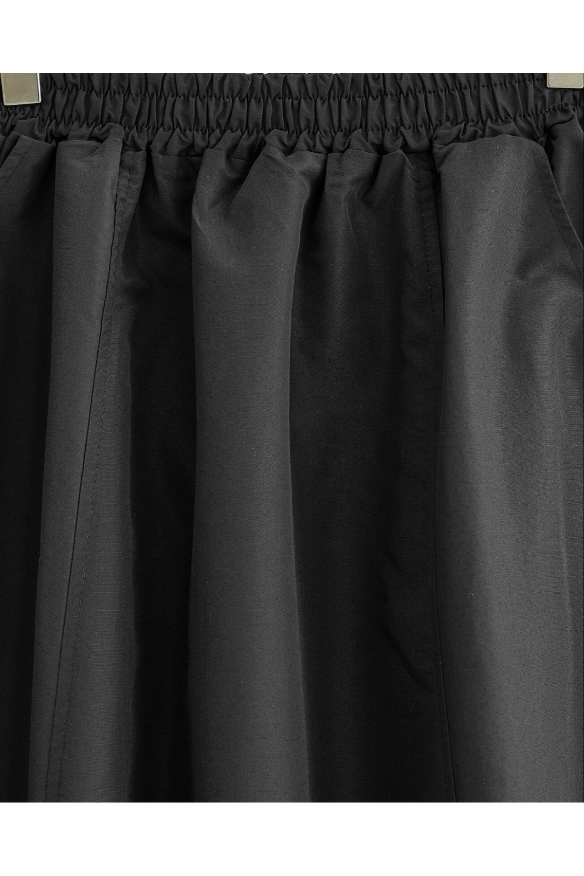 Elastic Waist Parachute Skirt with Pockets -Black