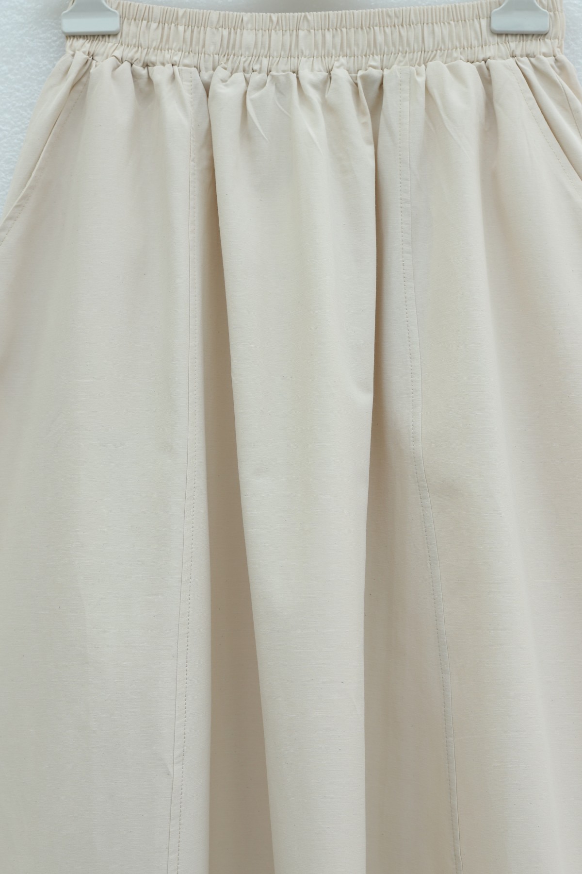 Elastic Waist Parachute Skirt with Pockets   - Beige