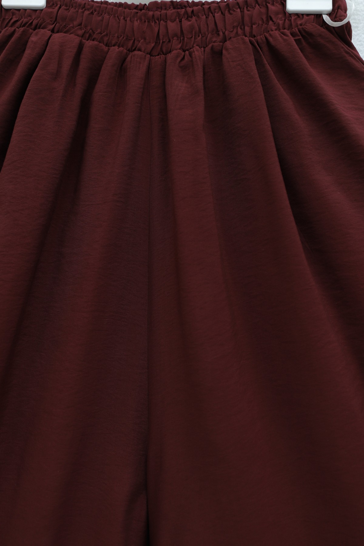 Modal Skirt Pants with Elastic Waist and Pockets -Maroon