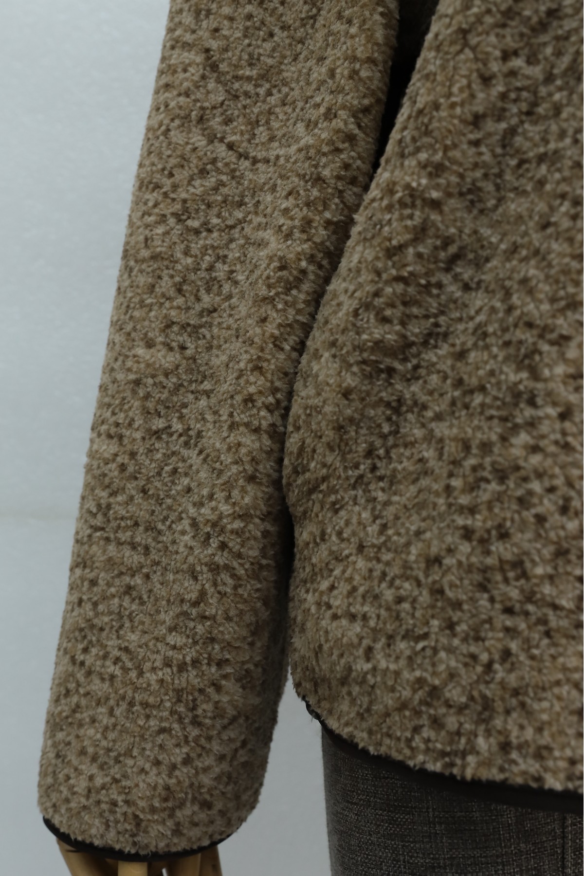 Hooded, Zip-Up, Double-Pocket Plush Coat -Light coffee