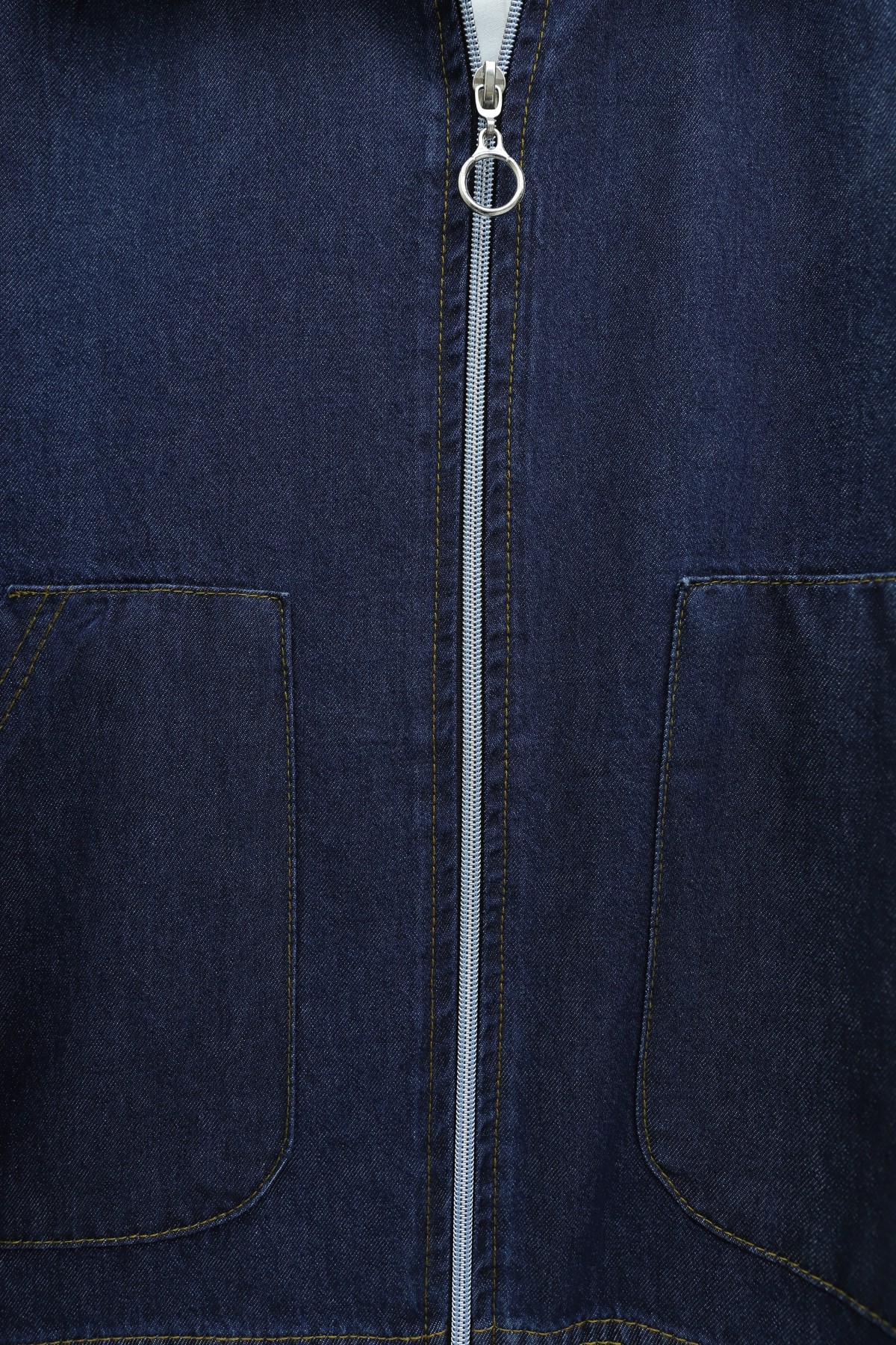 Önü Fermuarlı Çift Cepli Etekli Kot Takım  -K.Laci