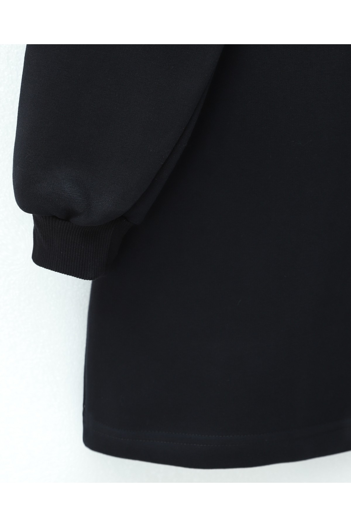 Hooded, Snap-Front, Belted, Three-Thread Sweatshirt -Black