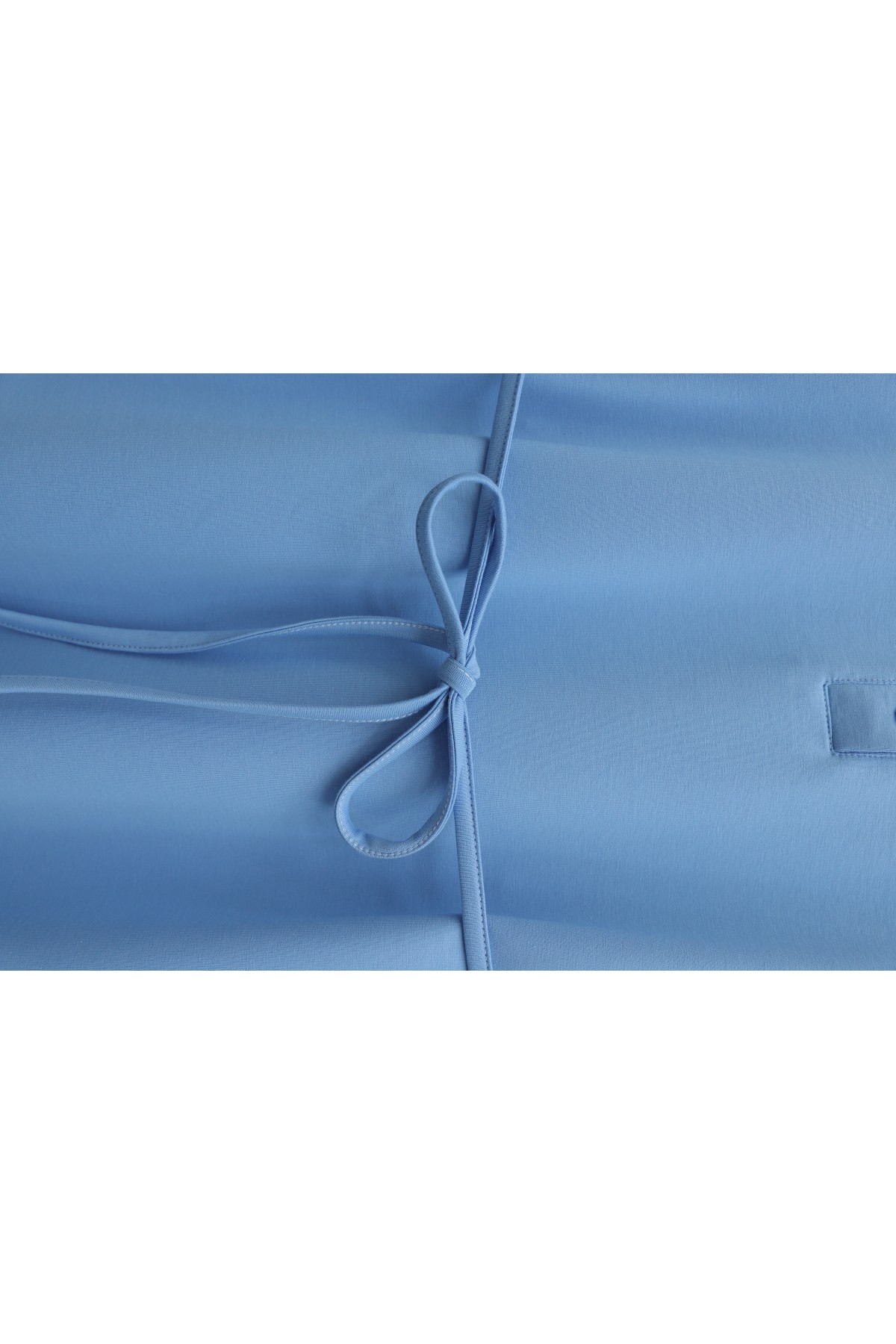 Collared, Buttoned, Tie-Waist Cotton Dress -Light blue