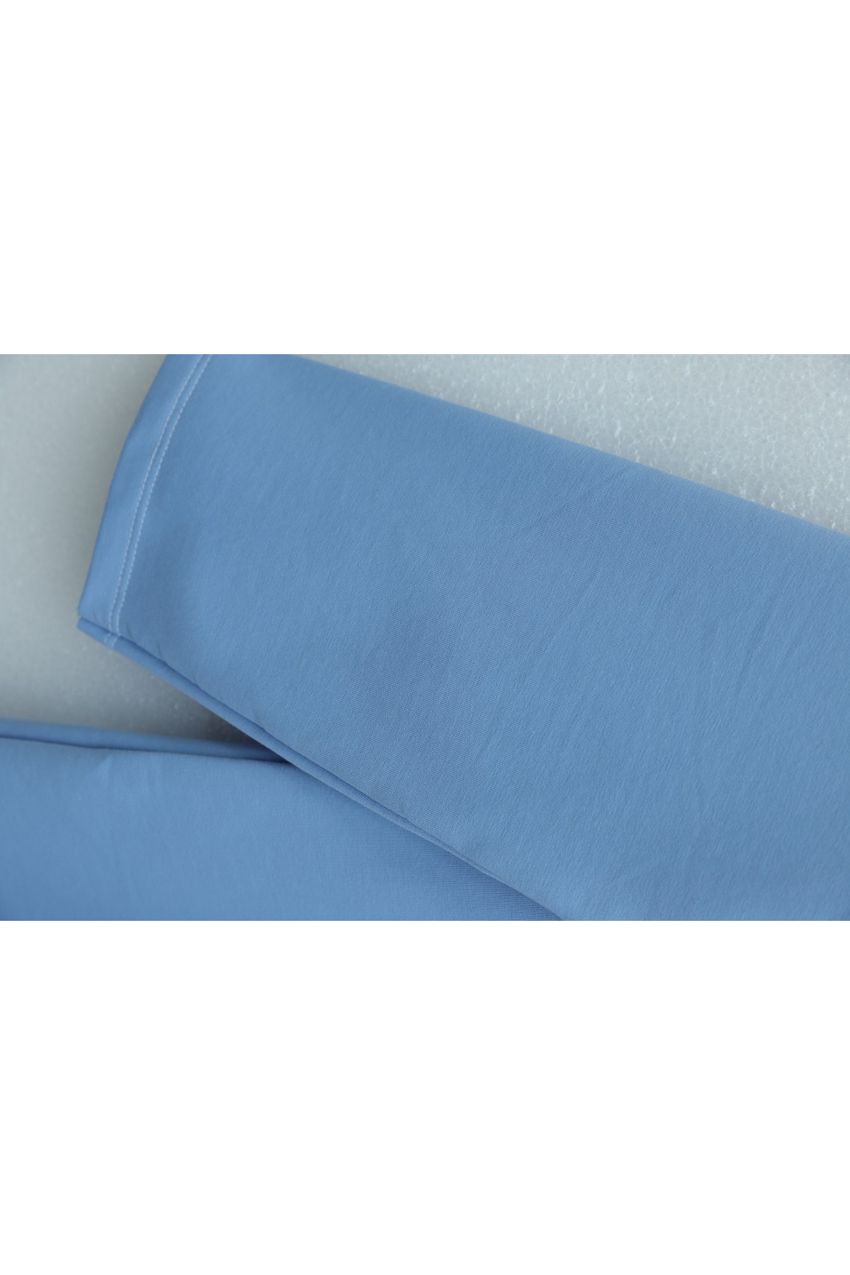 Collared, Buttoned, Tie-Waist Cotton Dress -Light blue