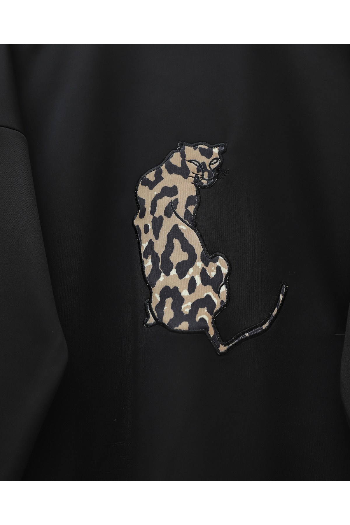 Leopar Figürlü Ve Desenli Pantolonlu Scuba Takım -Siyah