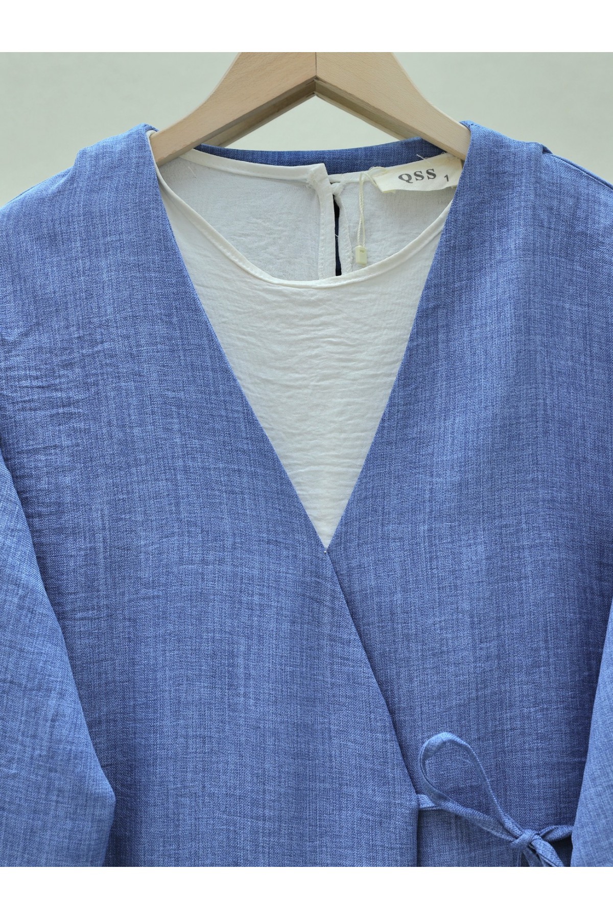 Side Tie Linen Kimono -İndigo