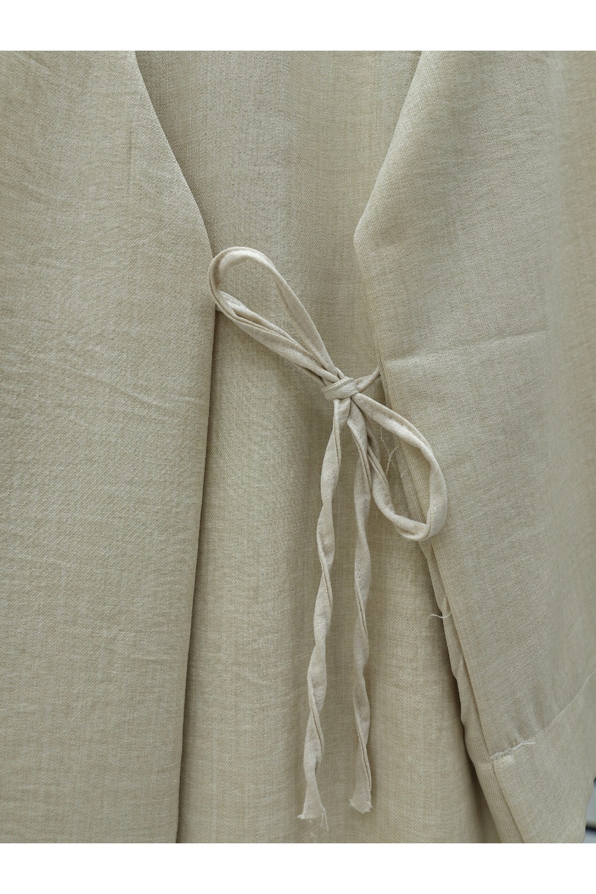 Side Tie Linen Kimono - Beige