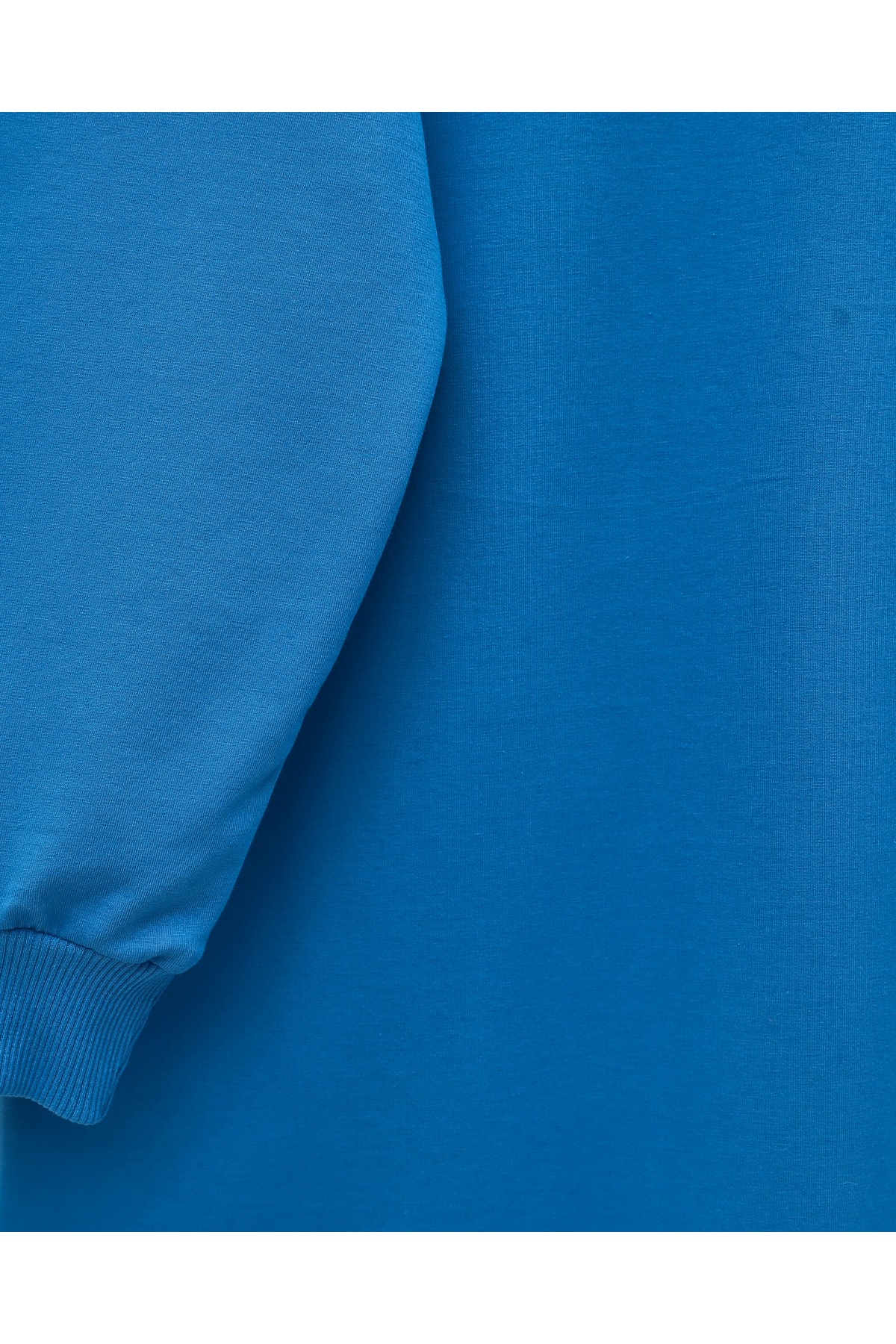 Loose Combed Cotton Tunic with Round Neck and Bow Detail -Blue