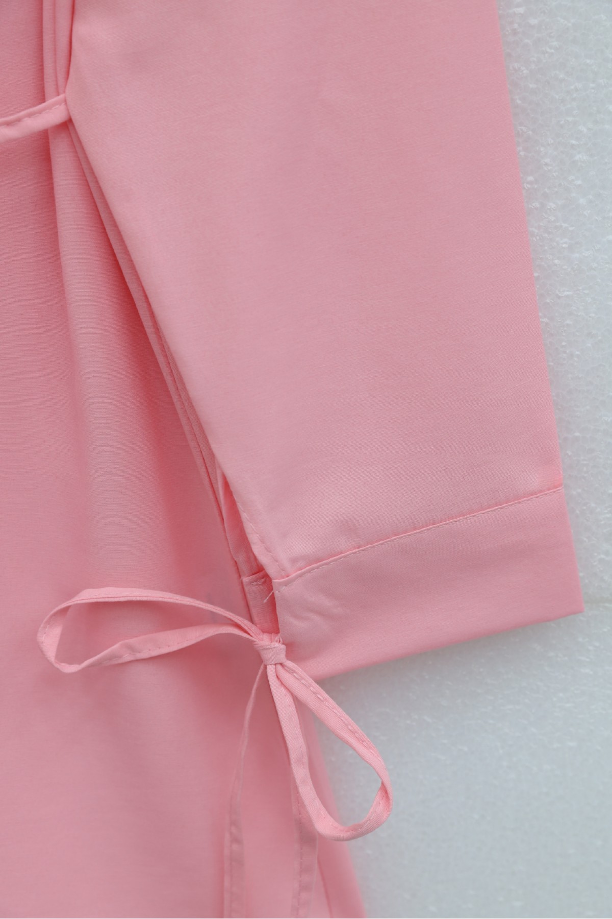 Yakası Dantelli Beli Ve Kolu Bağcıklı Poplin Tunik  -Pembe