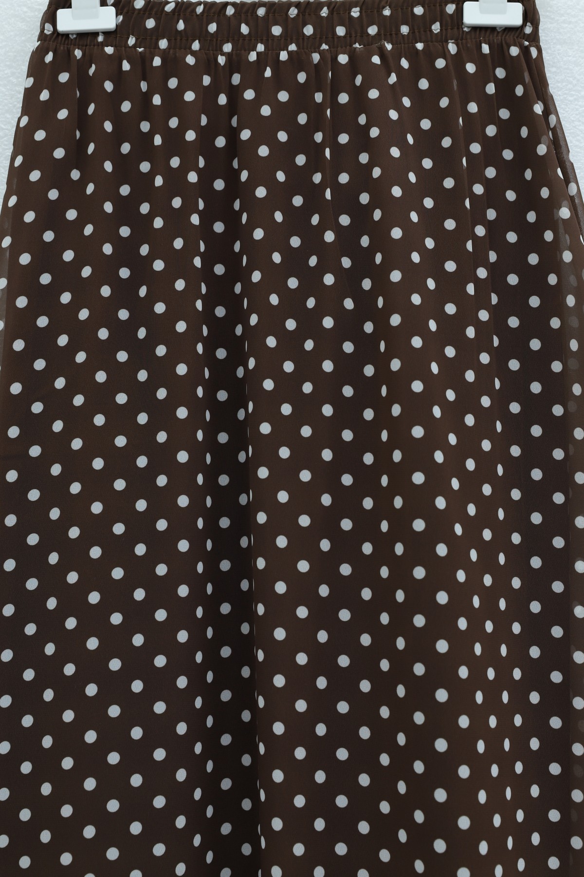 تنورة شيفون منقطة بخصر مطاطي وبطانة -بنى