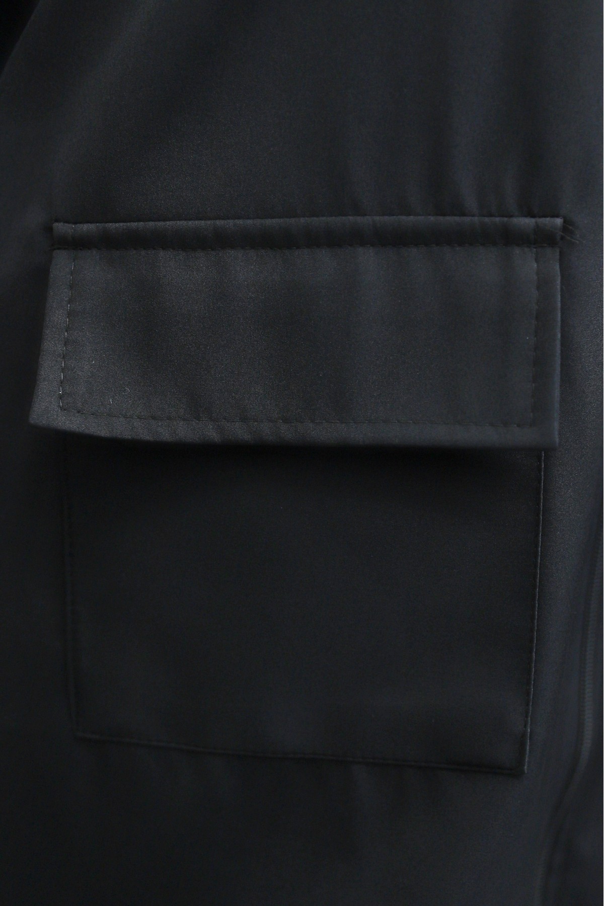 Full-Zip Hooded Raincoat with Flap Pockets -Black
