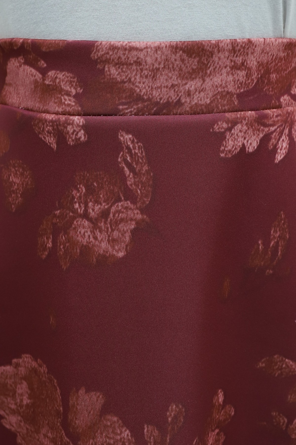 Floral Print Scuba A-Line Skirt -Maroon
