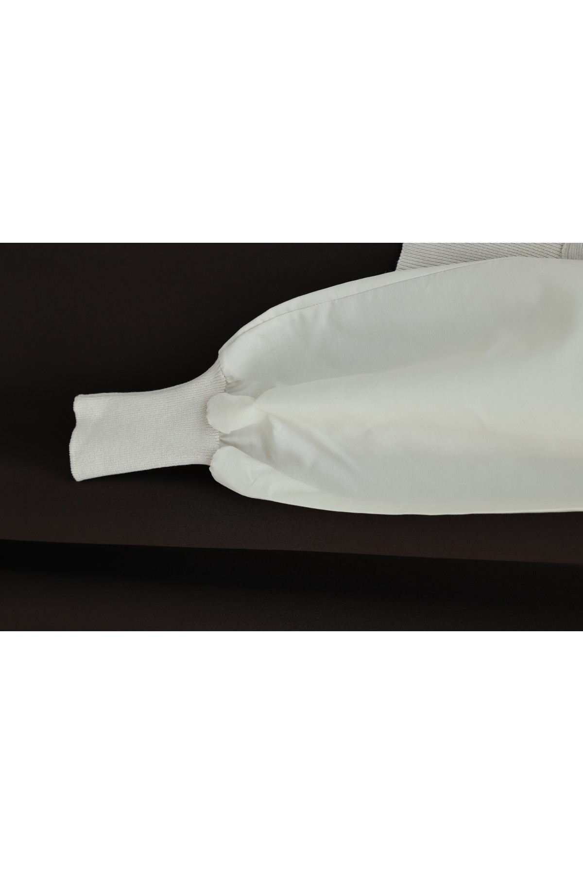 Poplin Buttoned Knit Cardigan with Sleeve Detail -Stone