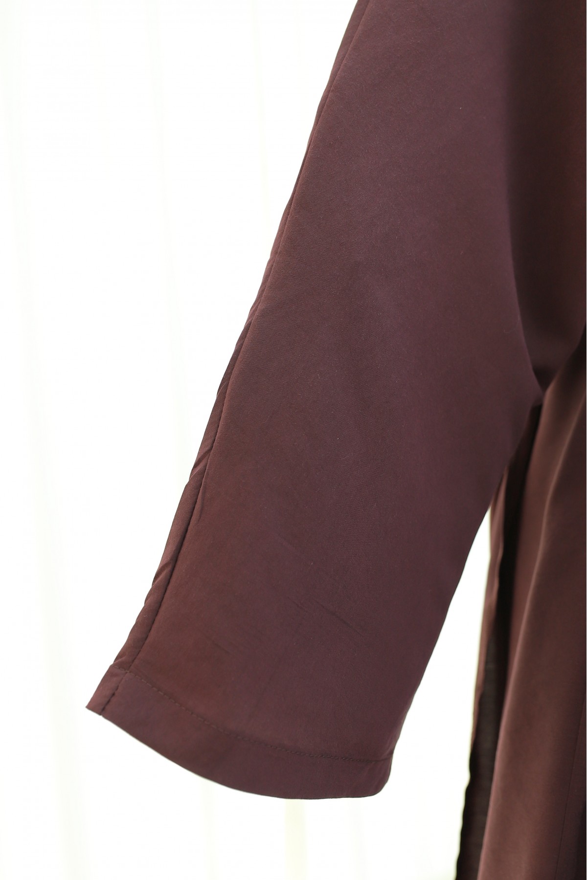 Mandarin Collar Deep Slit Belted Long Modal Tunic -Damson