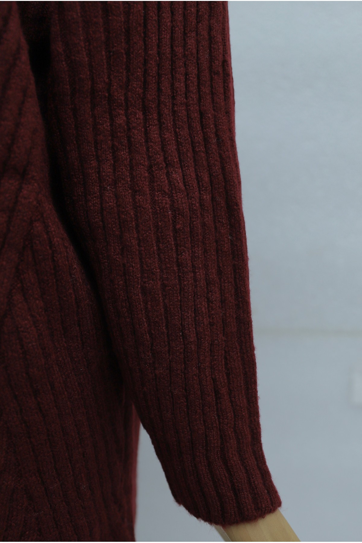 Execution Knitting Diamond Patterned Knitwear Tunic   -Damson