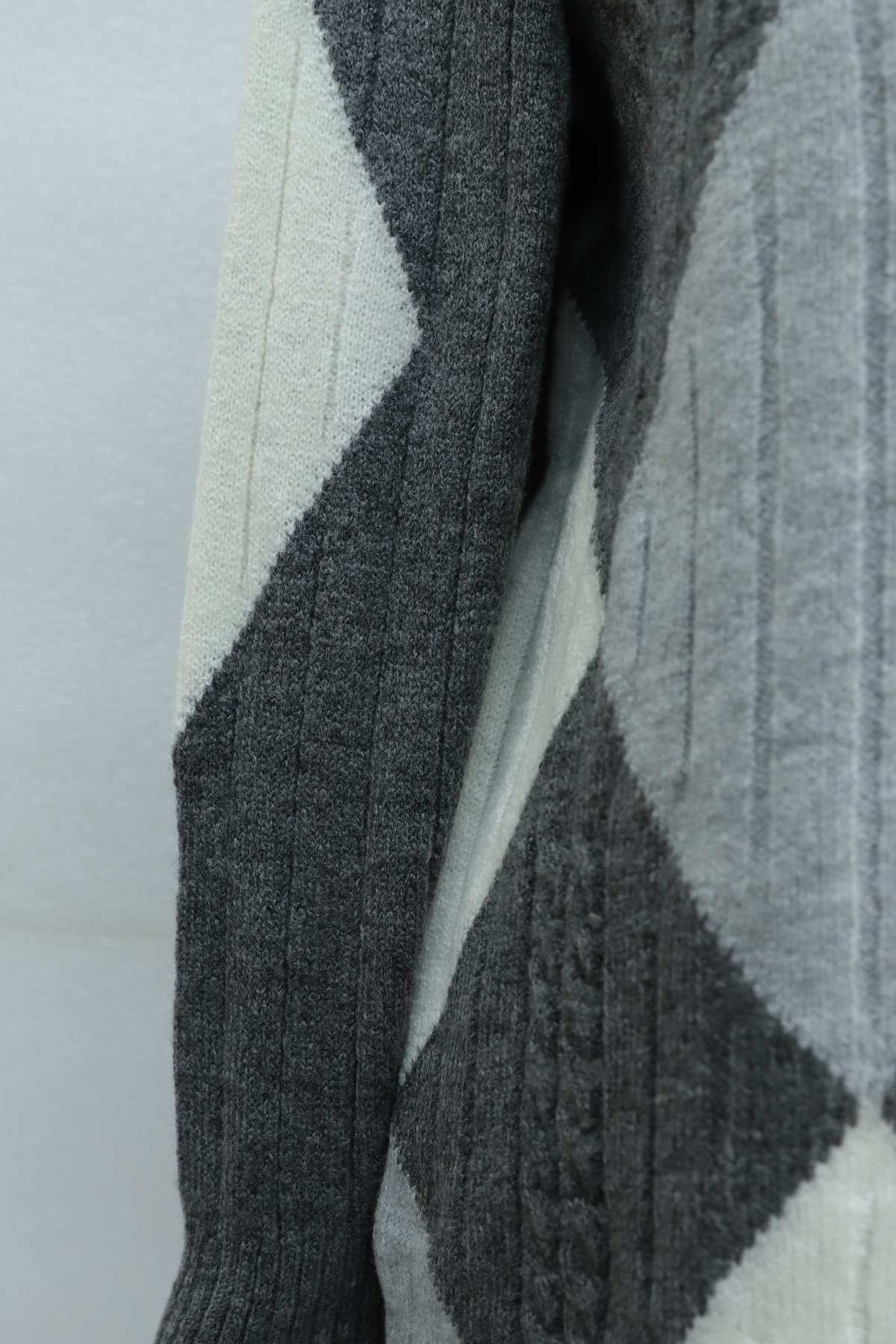 Front Diamond Pattern Knitwear Tunic   -Smoked 