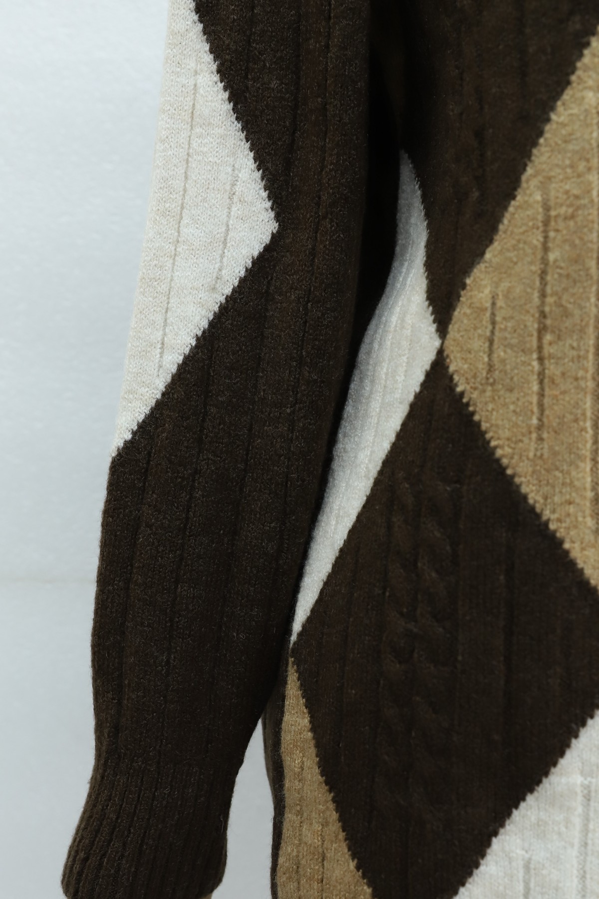 Front Diamond Pattern Knitwear Tunic   -Dark Coffee